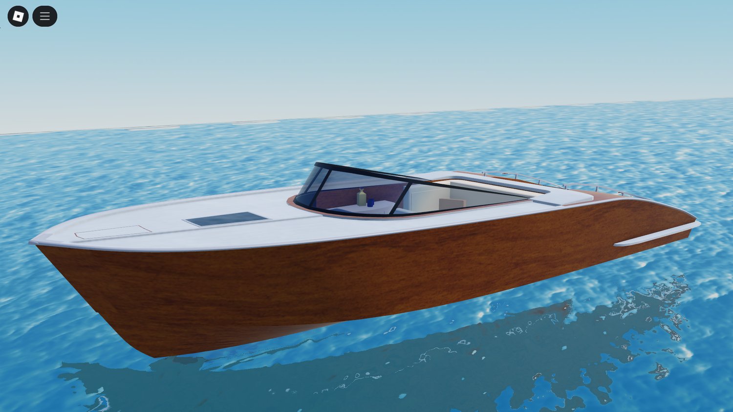 Roblox small luxury boat driving on ocean