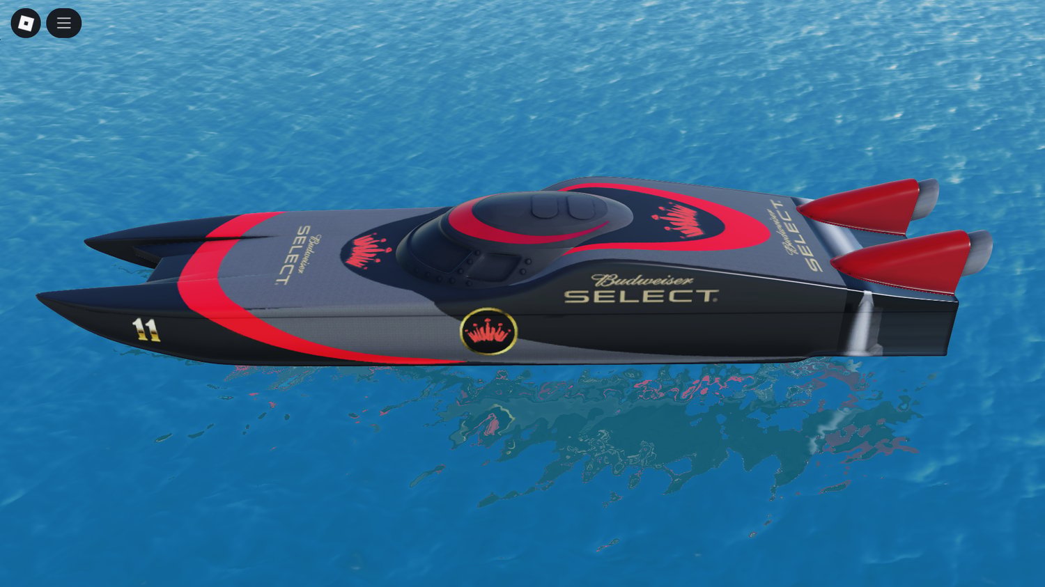 Side view of driveable speed boat