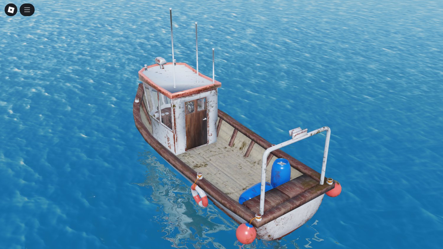 Side view of driveable fisher boat