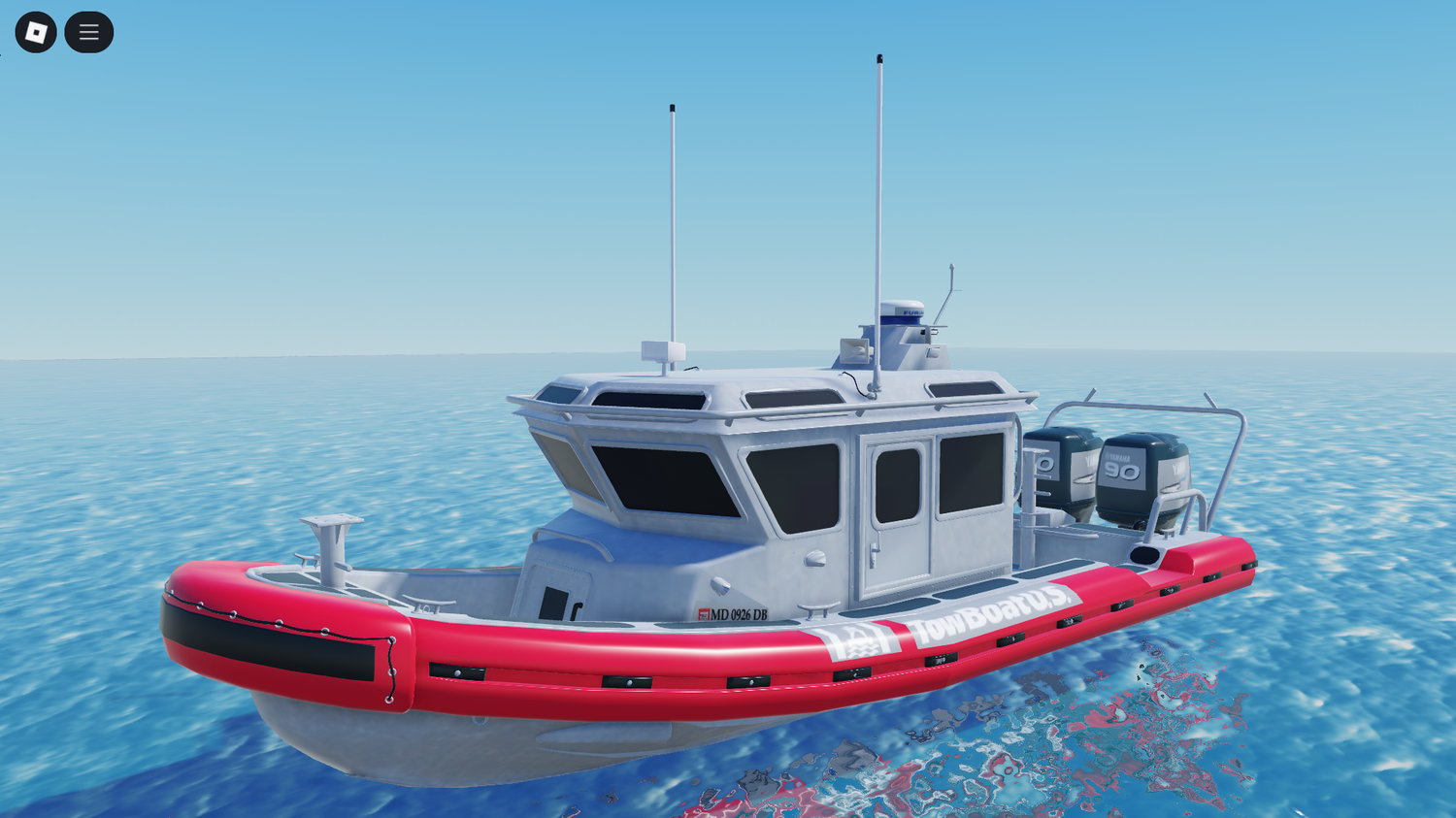 Roblox tow boat driving in harbor