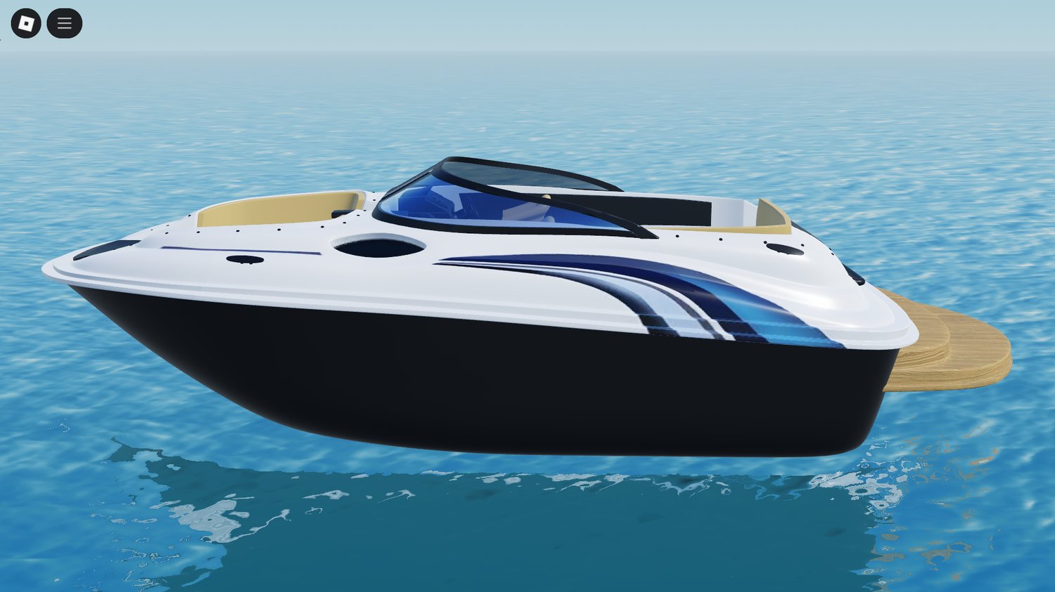 Side view of driveable luxury yacht