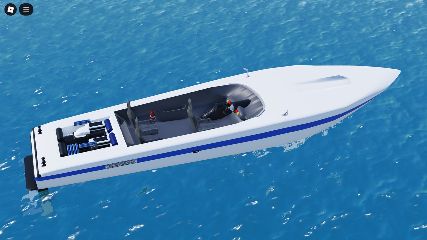 Front view of N2 Boat in Roblox water