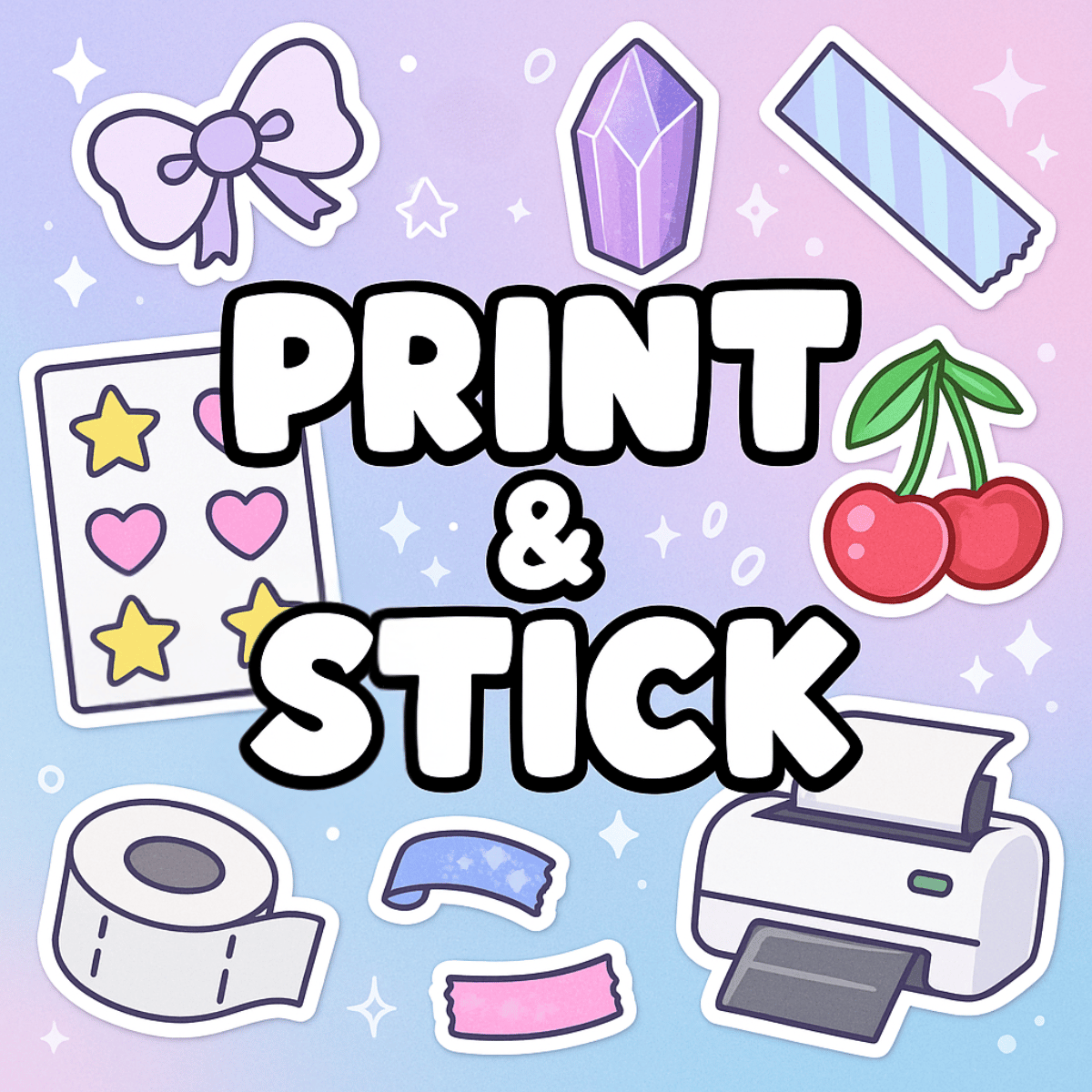 This bright and playful collection image features bold white bubble text that says 