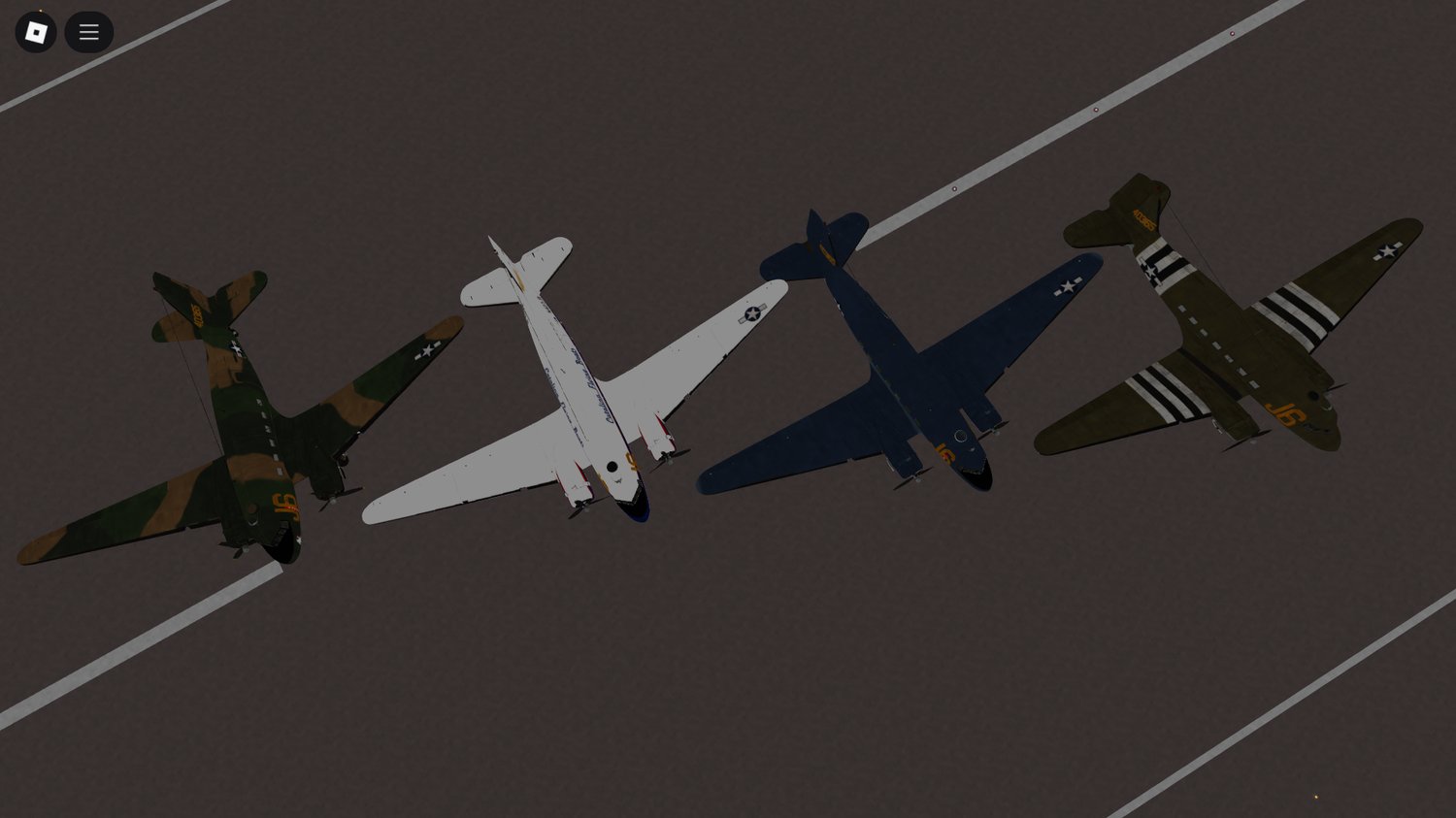 Roblox C-47 pack with four WWII transport planes