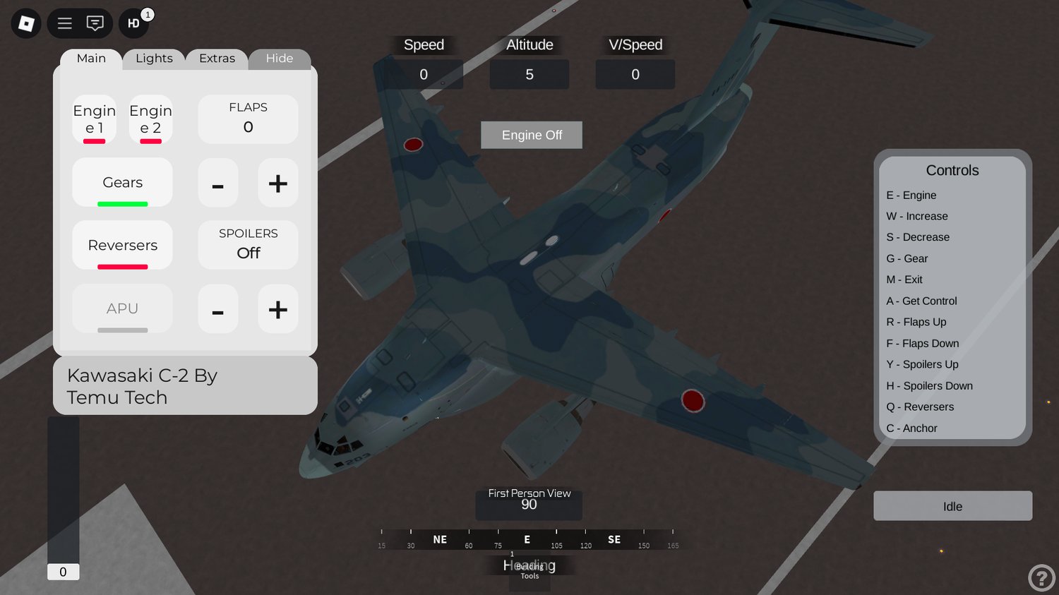 Realistic Roblox Kawasaki C-2 transport jet plane