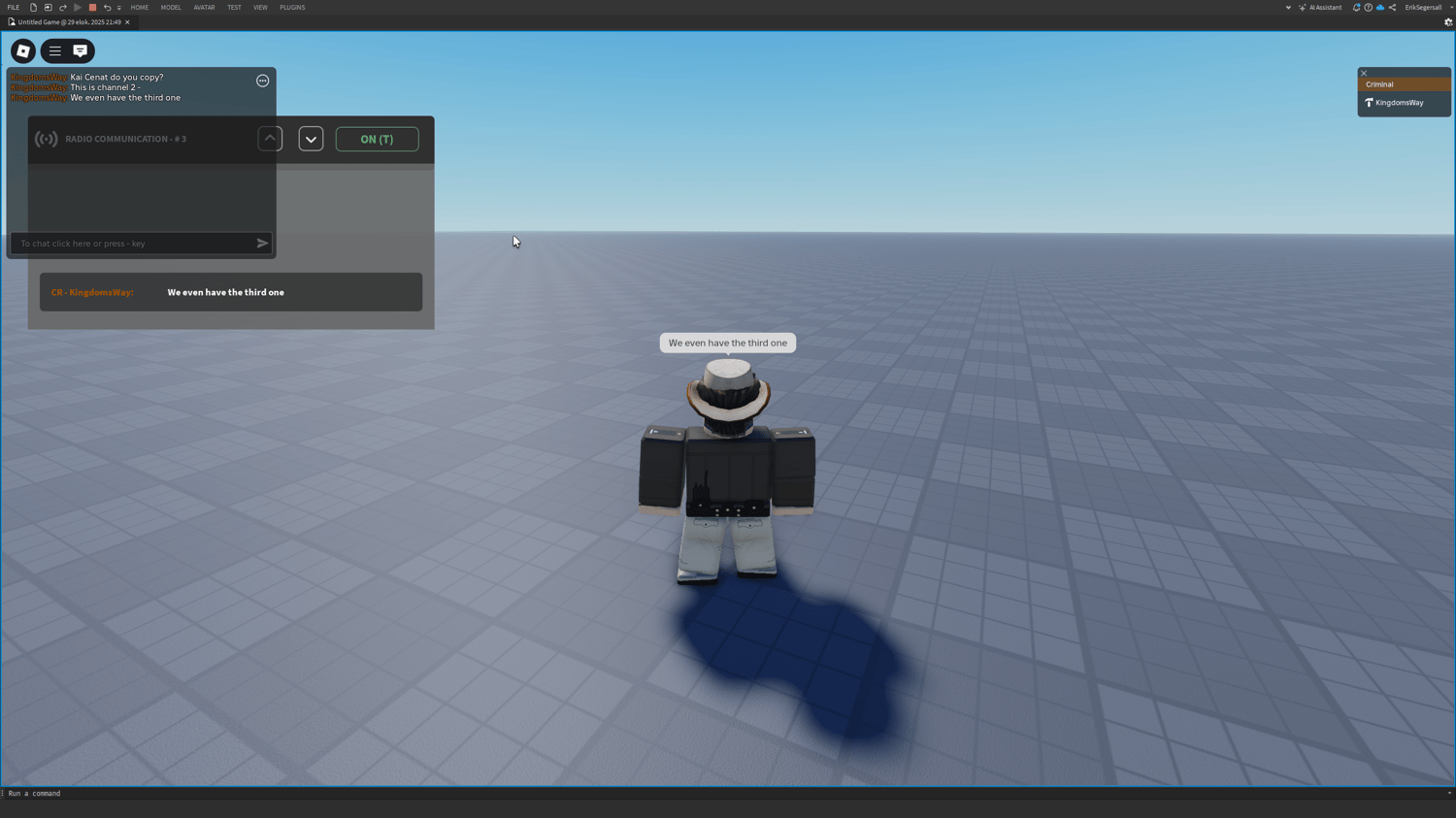 Roblox military radio UI with clean design