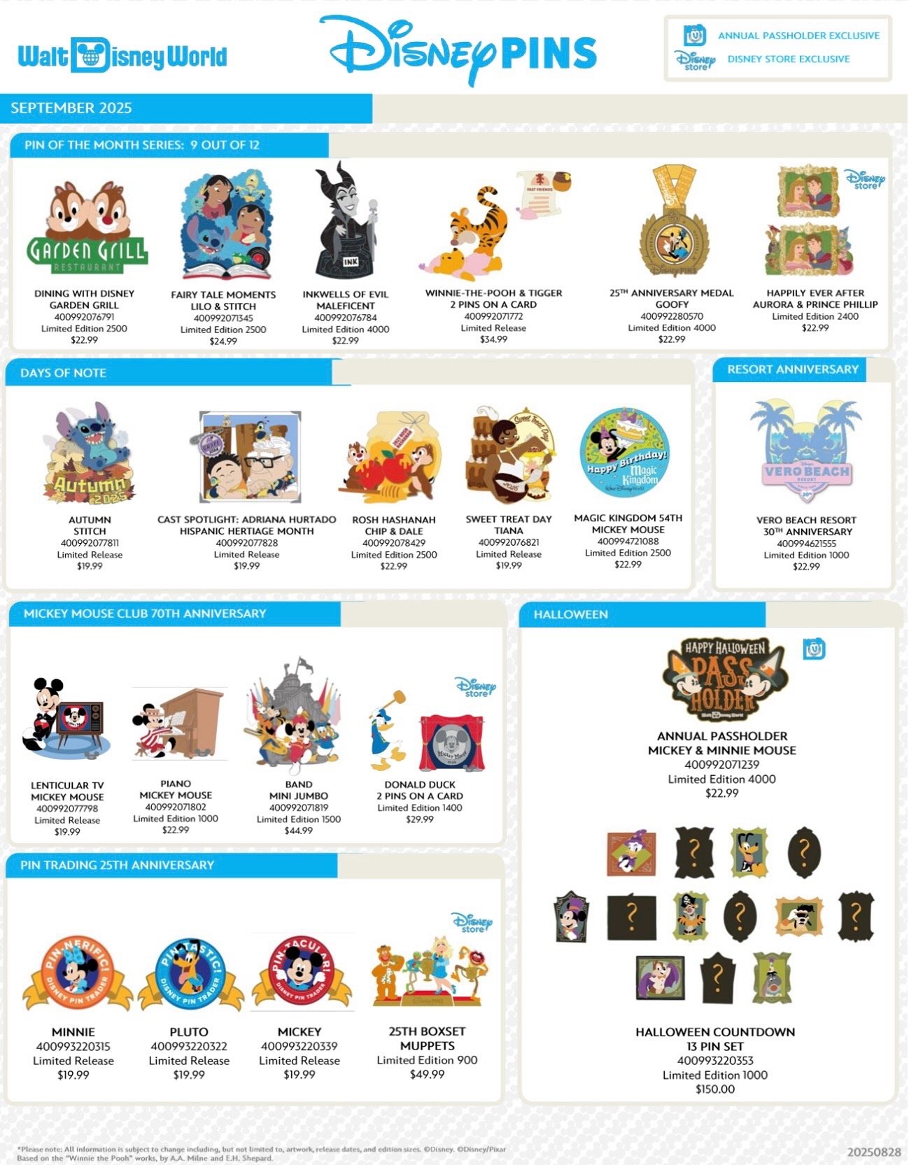 Disney World, Pin release, Disney pins, September 2025