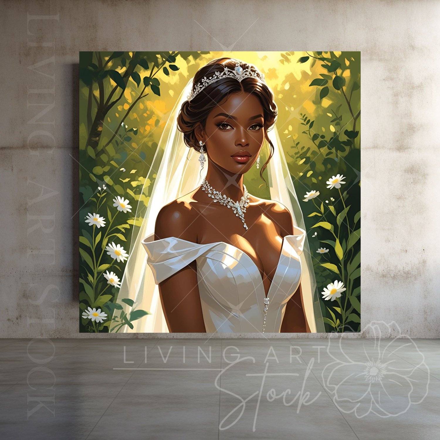 Illustration of Black Bride in a Forest