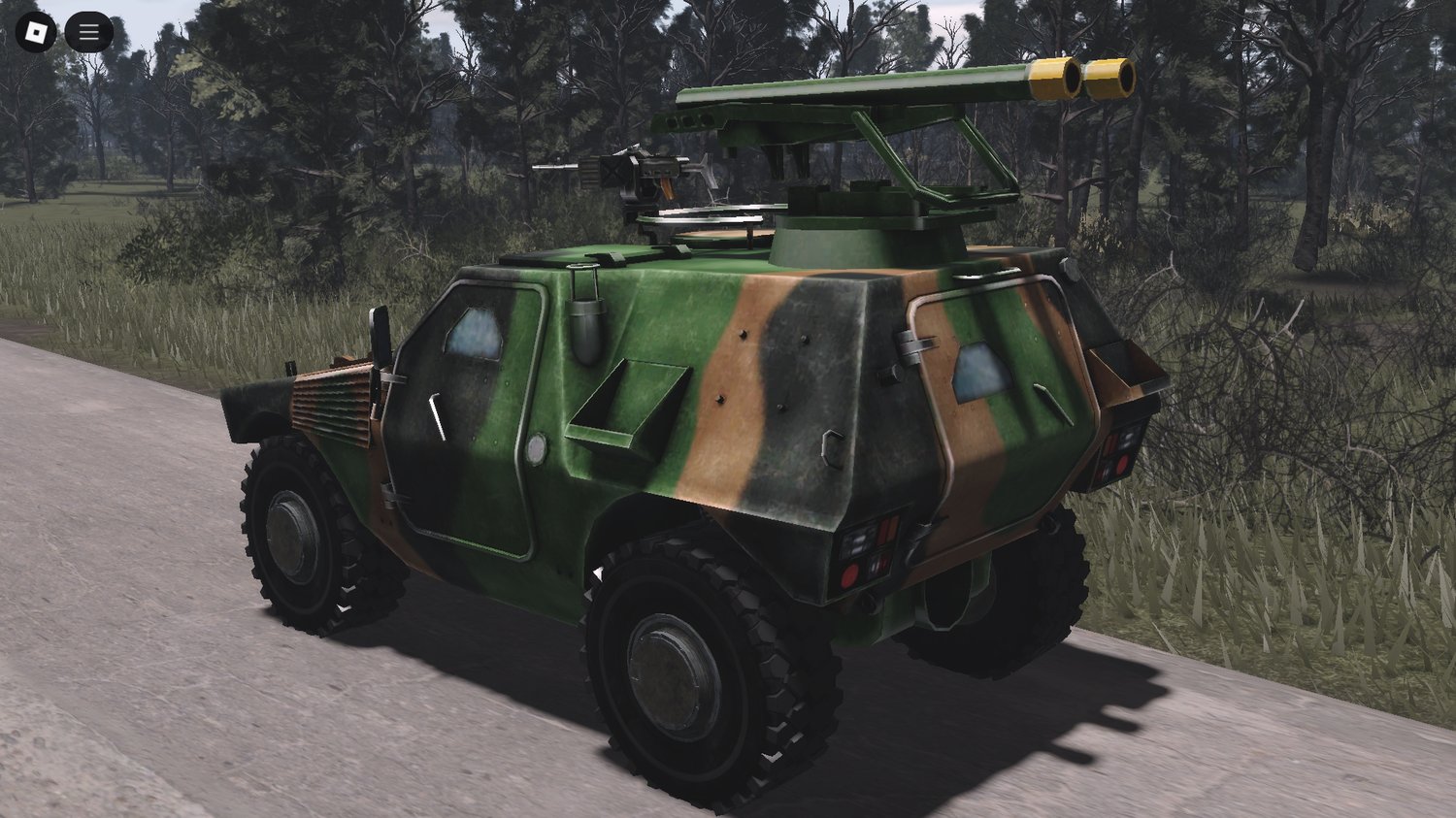 Side view of military vehicle