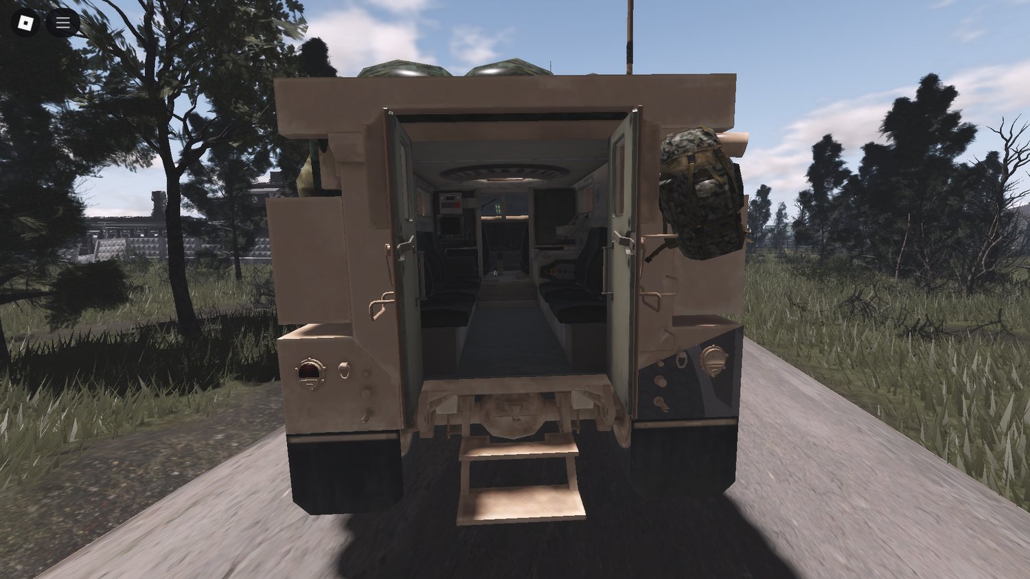 Troop transport using MRAP on Roblox map