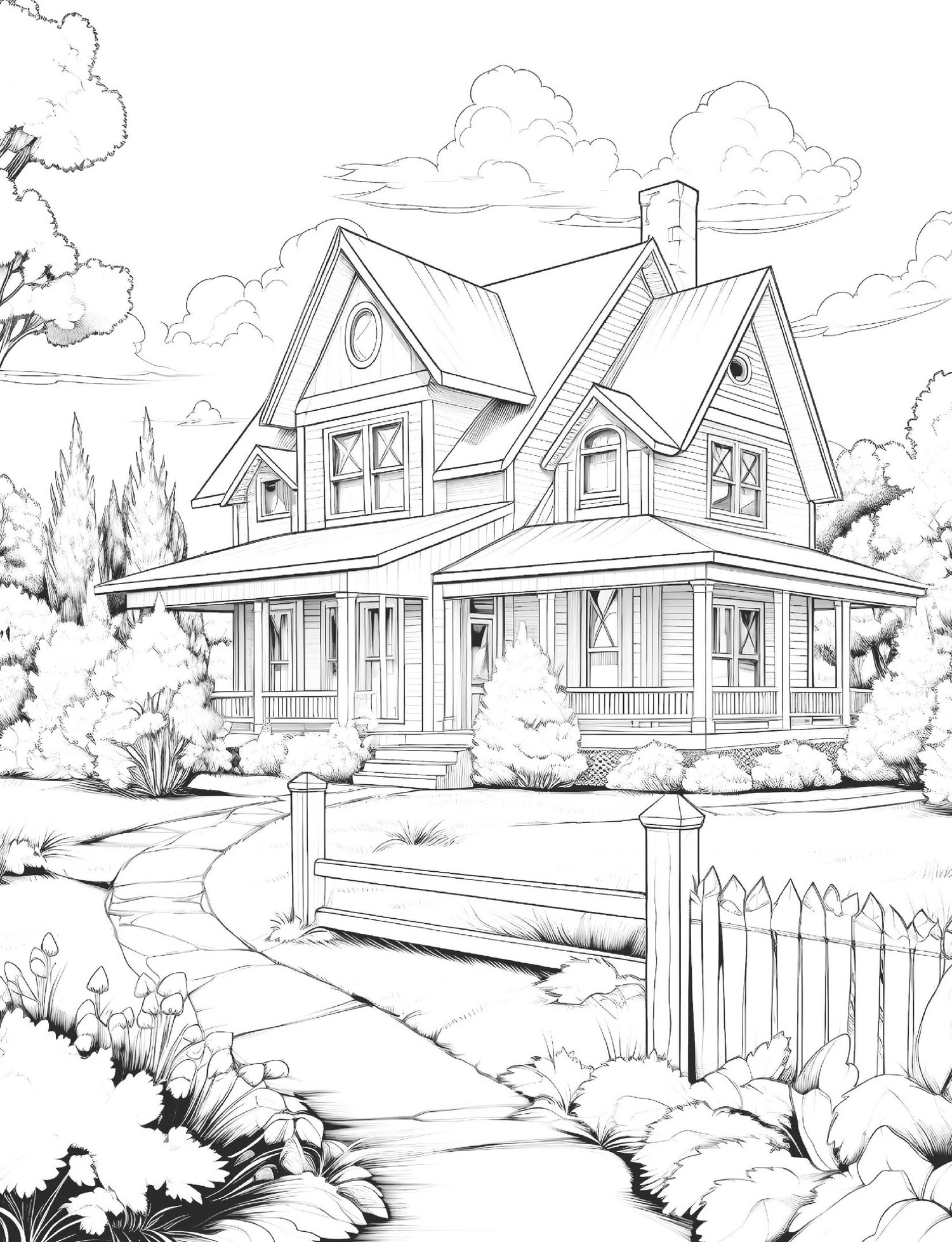 Escape to the Countryside: A Country Houses Coloring Book for Relaxation & Joy