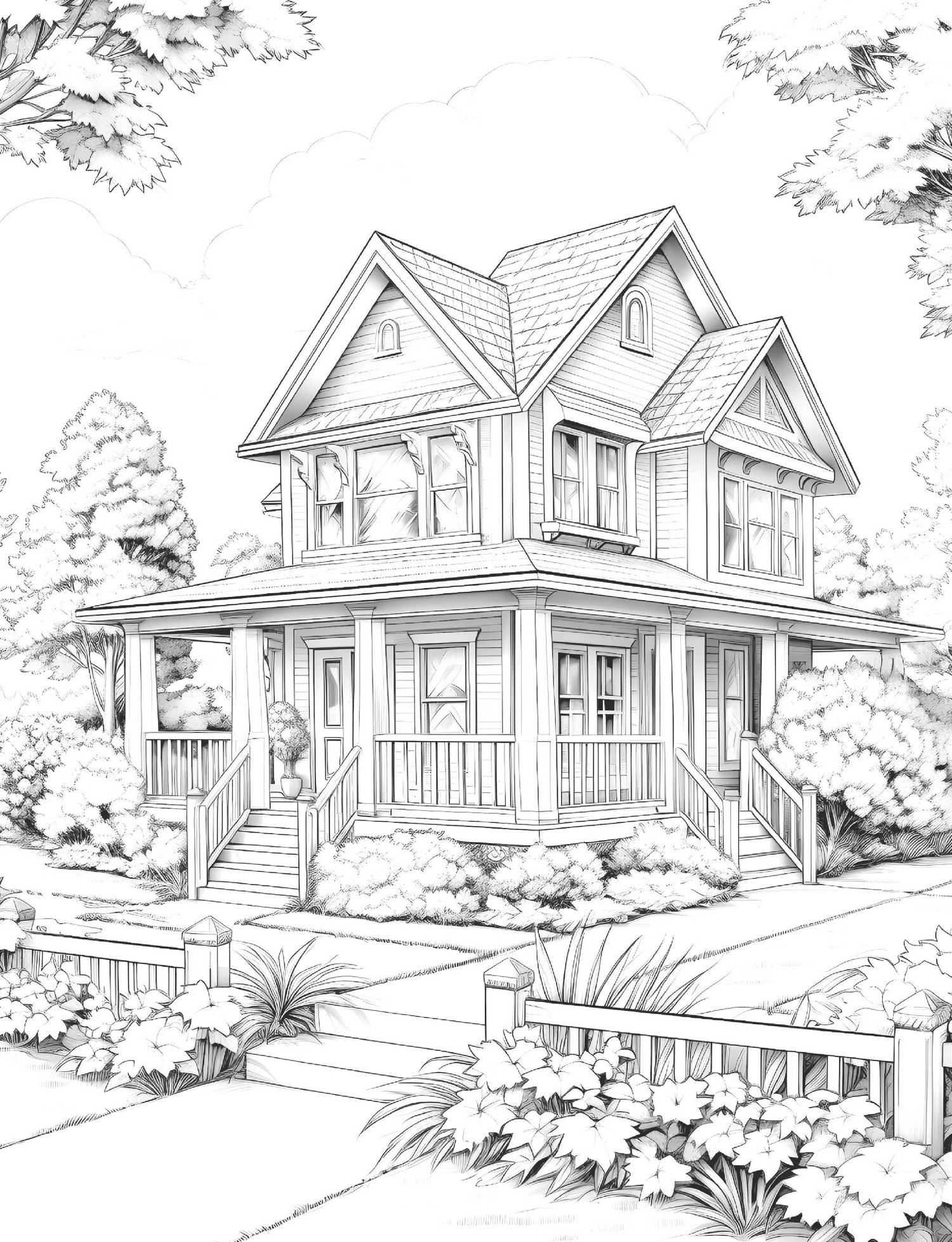Escape to the Countryside: A Country Houses Coloring Book for Relaxation & Joy