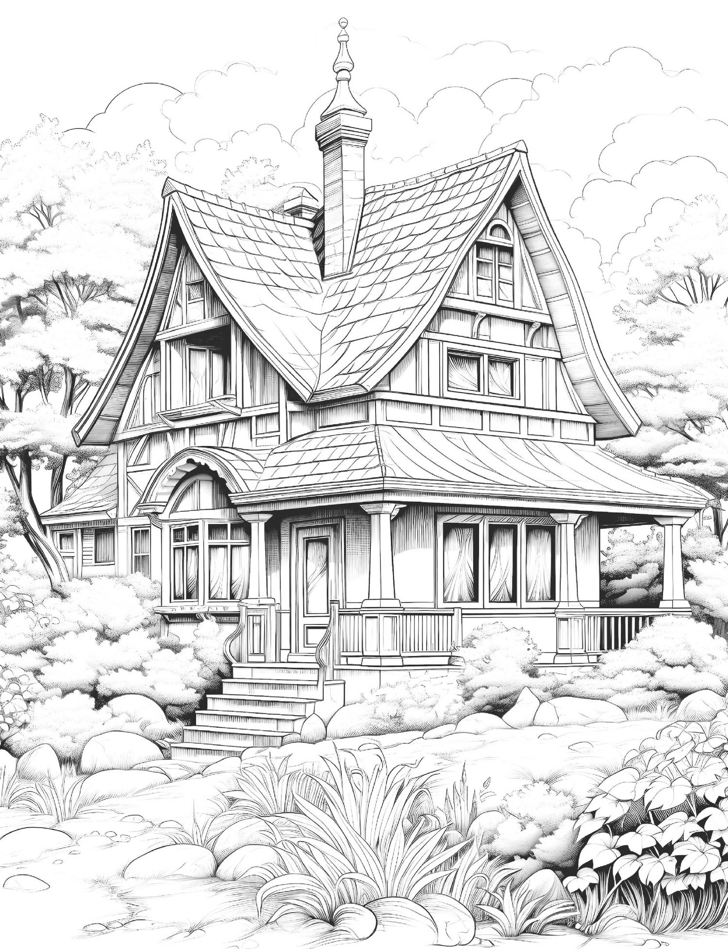 Escape to the Countryside: A Country Houses Coloring Book for Relaxation & Joy