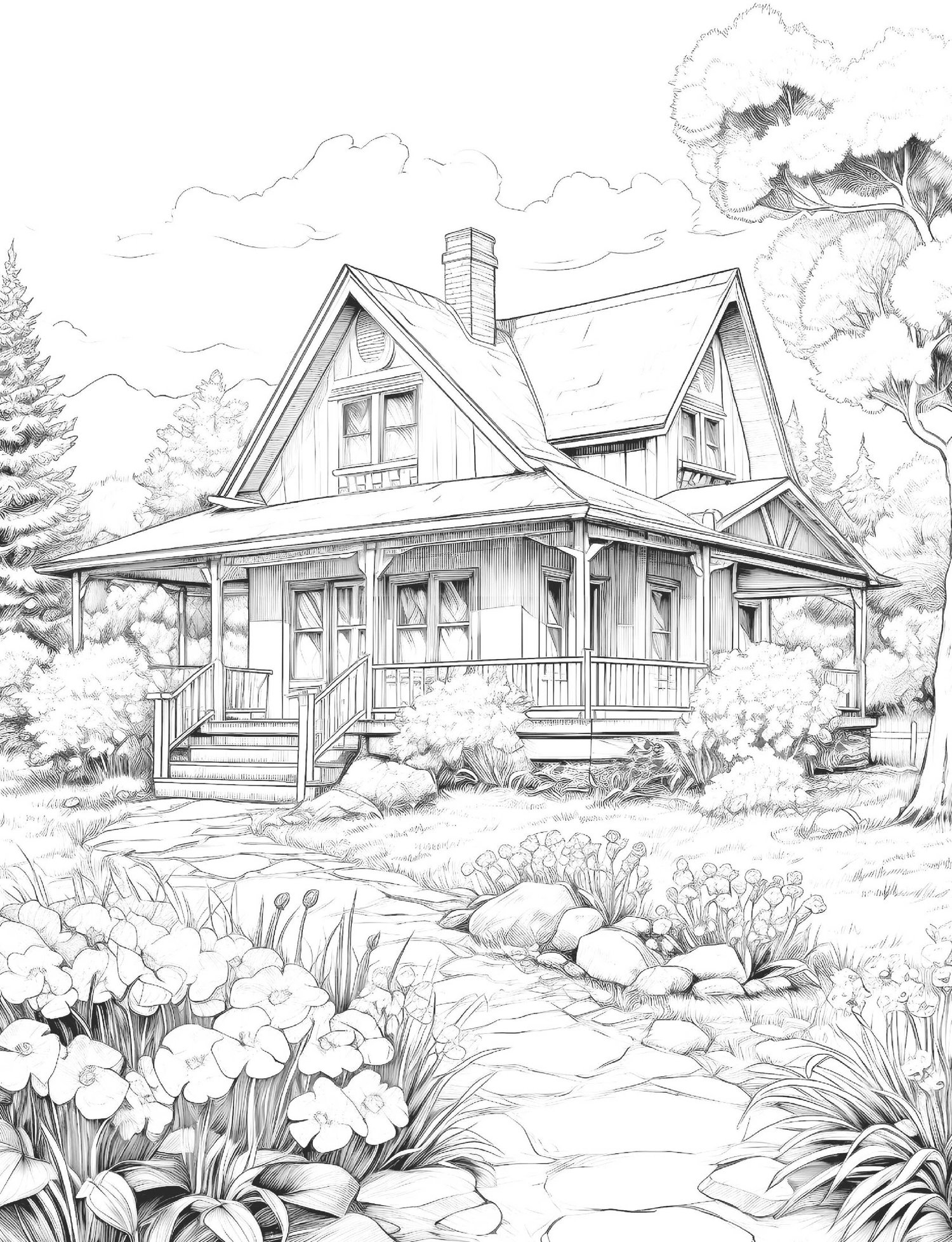 Escape to the Countryside: A Country Houses Coloring Book for Relaxation & Joy