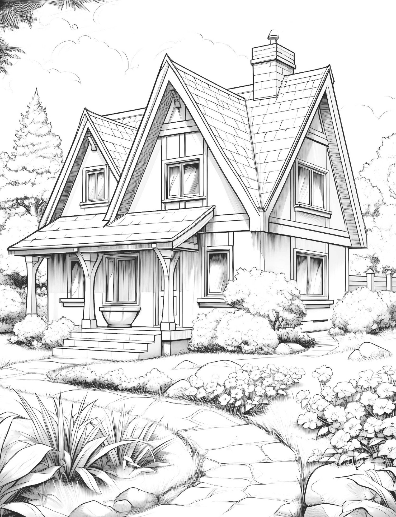 Escape to the Countryside: A Country Houses Coloring Book for Relaxation & Joy