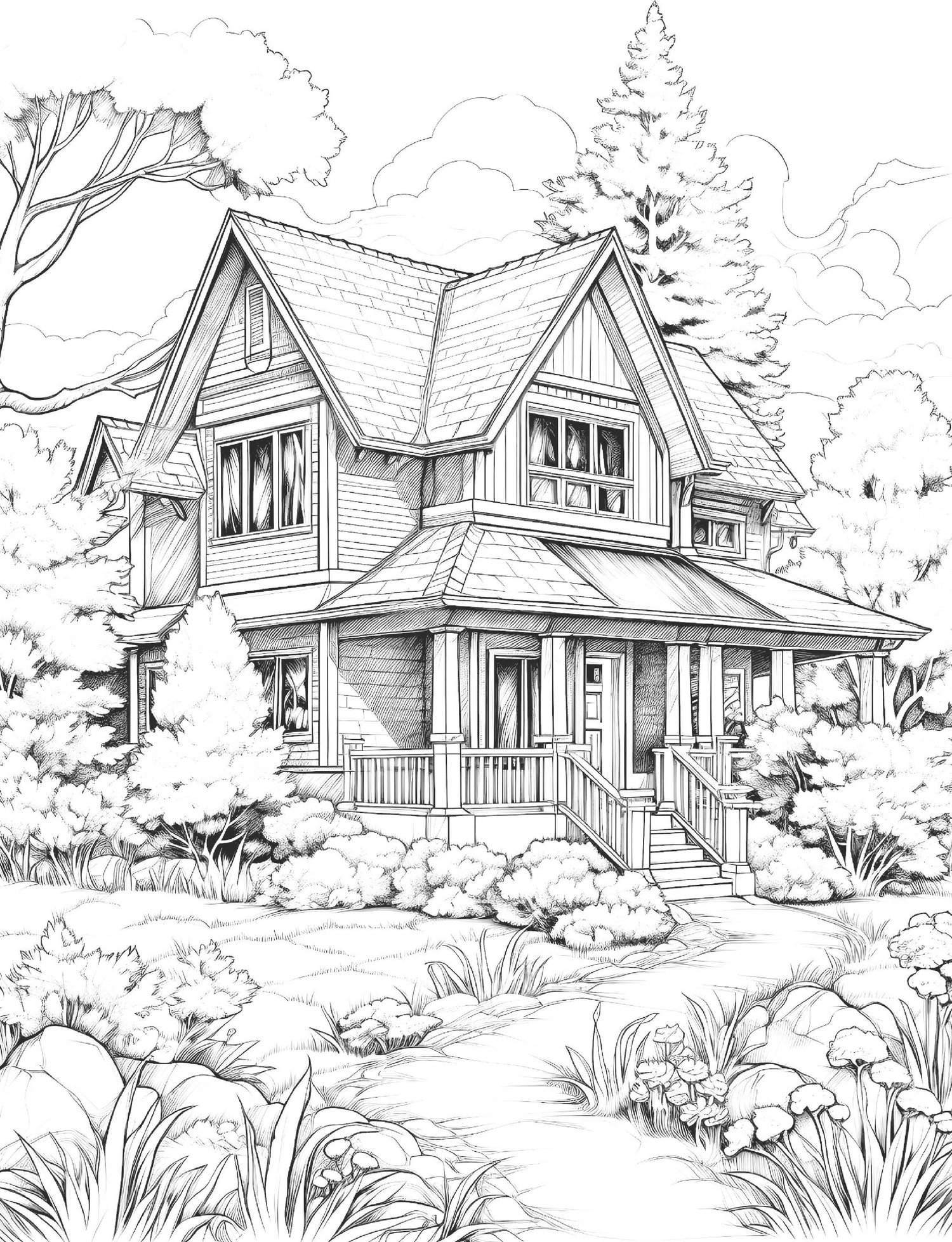 Escape to the Countryside: A Country Houses Coloring Book for Relaxation & Joy