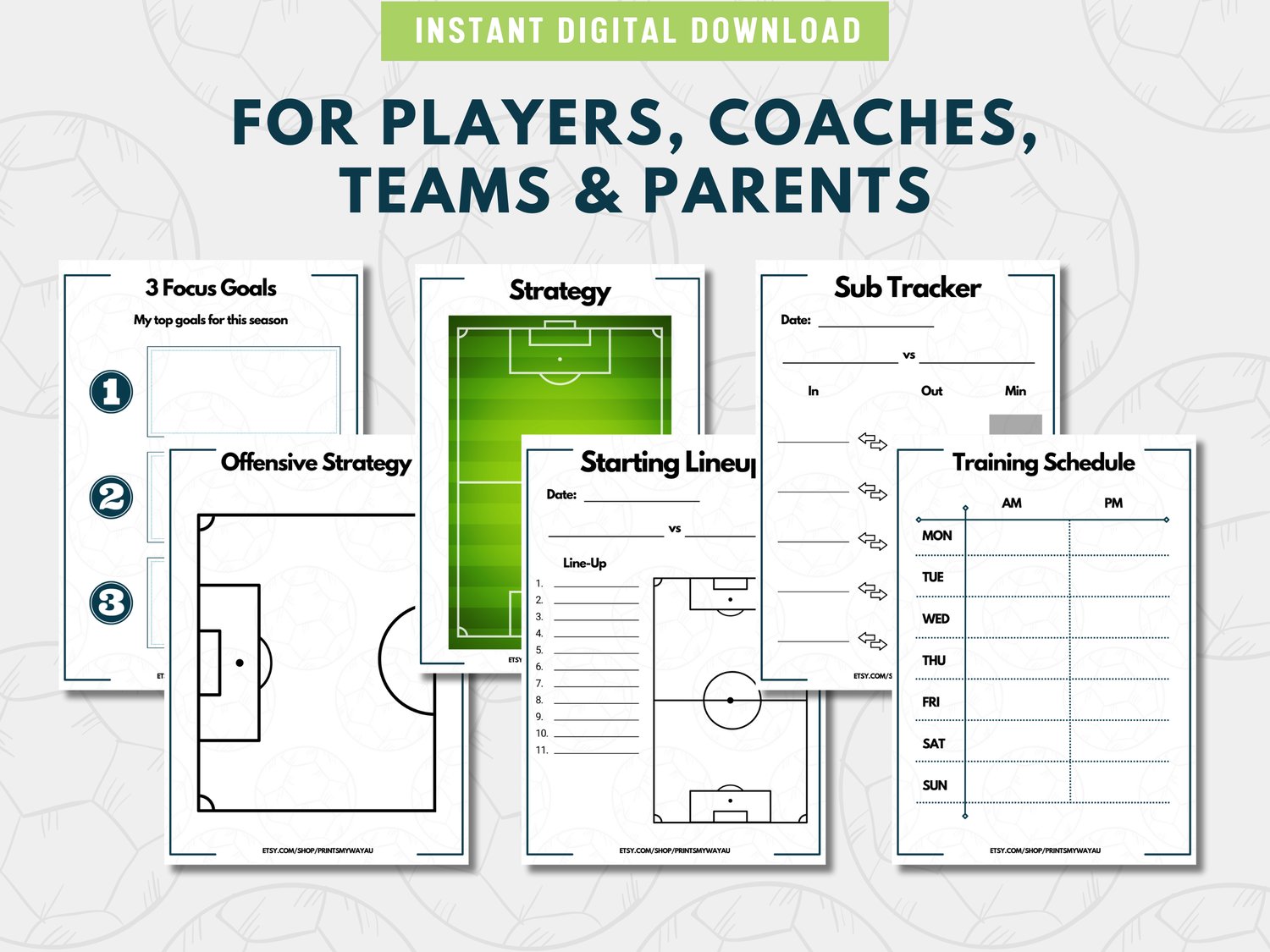 Soccer coach using printable lineup and substitution tracker sheet during game