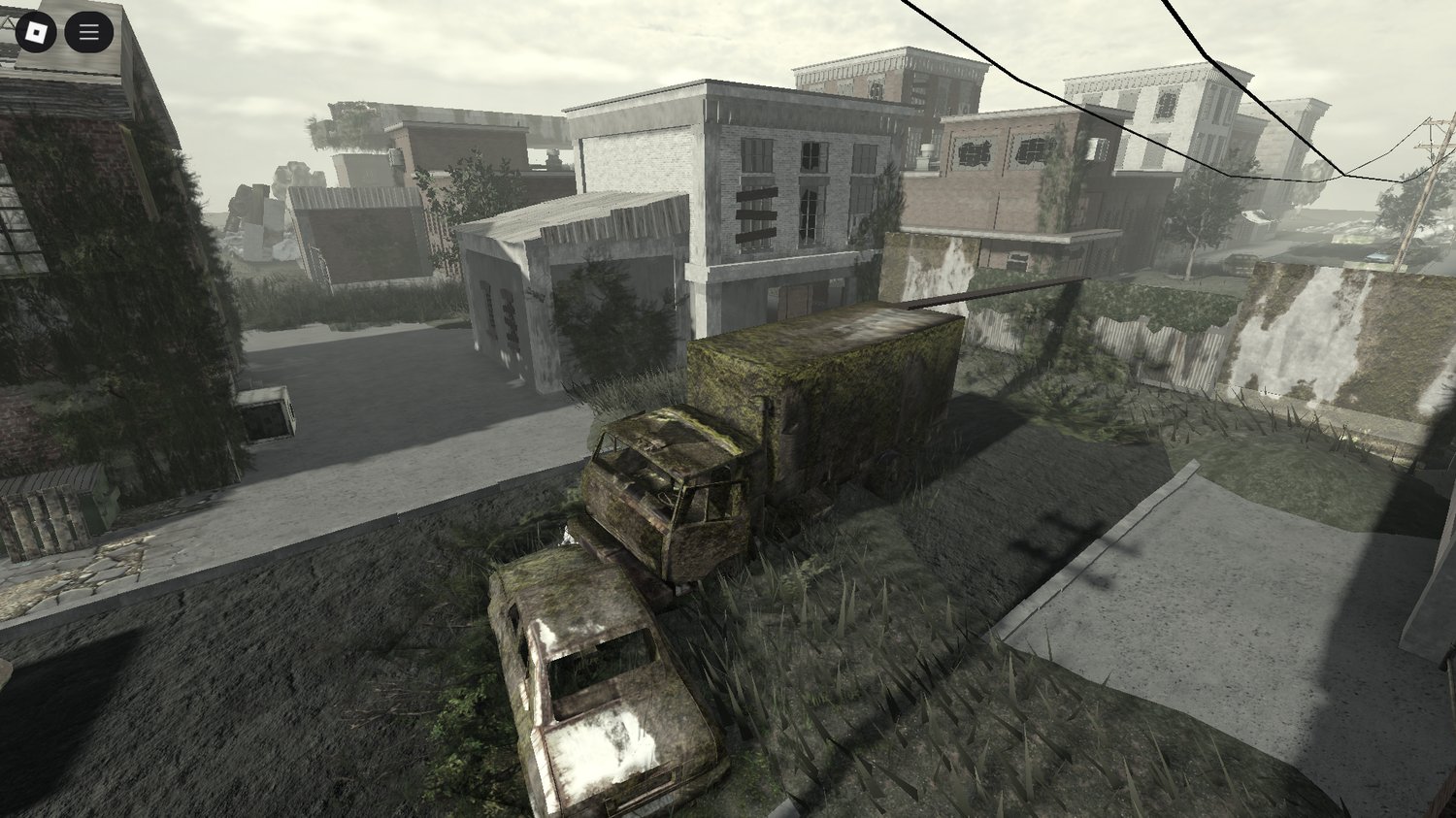Collapsed skyscraper ruins Roblox build