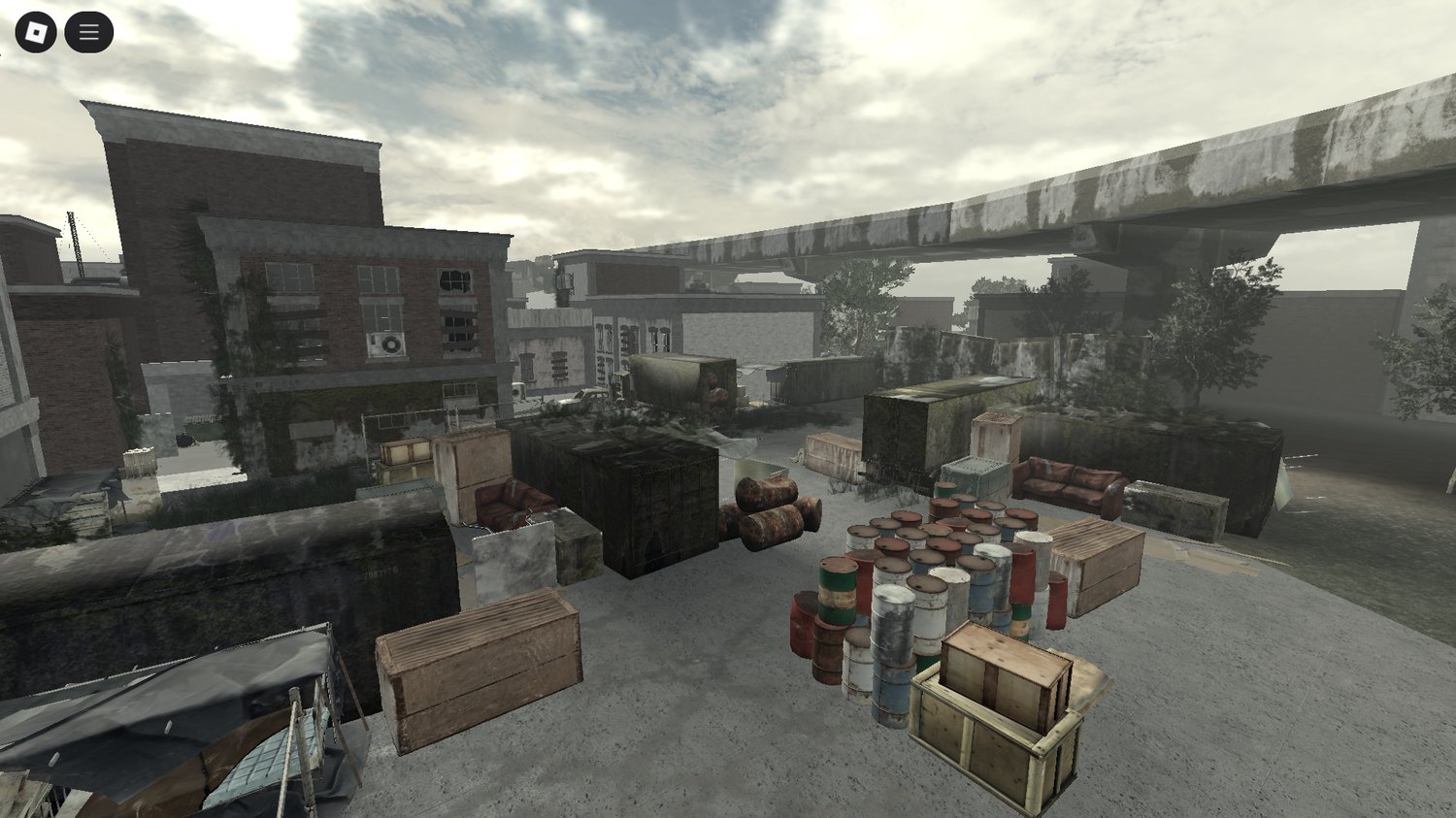Empty Roblox streets post-disaster