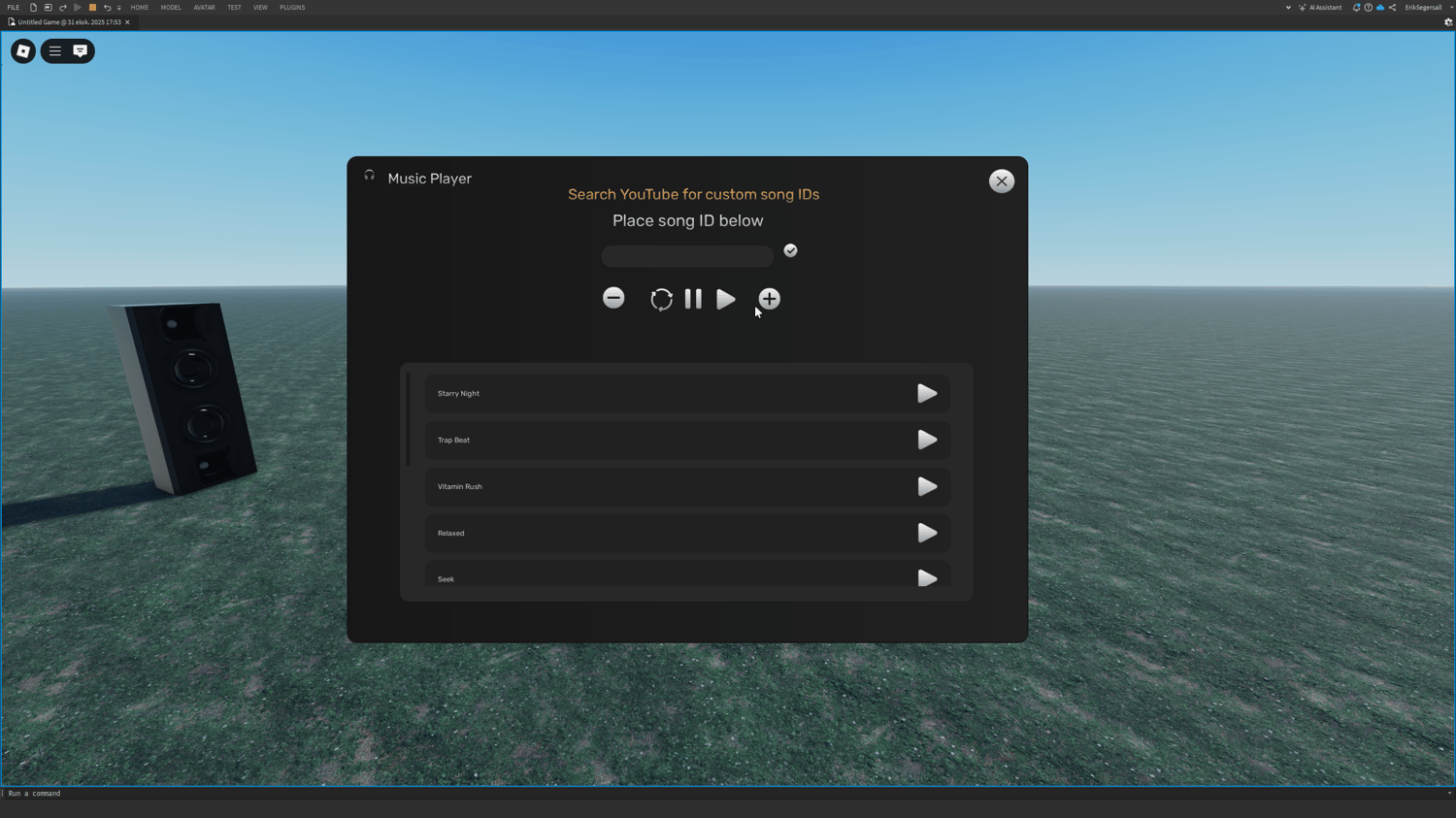 Roblox music script with custom ID input