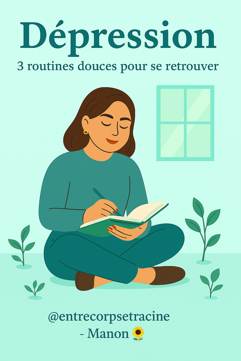 Une dame assise représentant la force de se révélé en dépression. Article expliquant lavant le pendant et l'après. Des routine bien être.