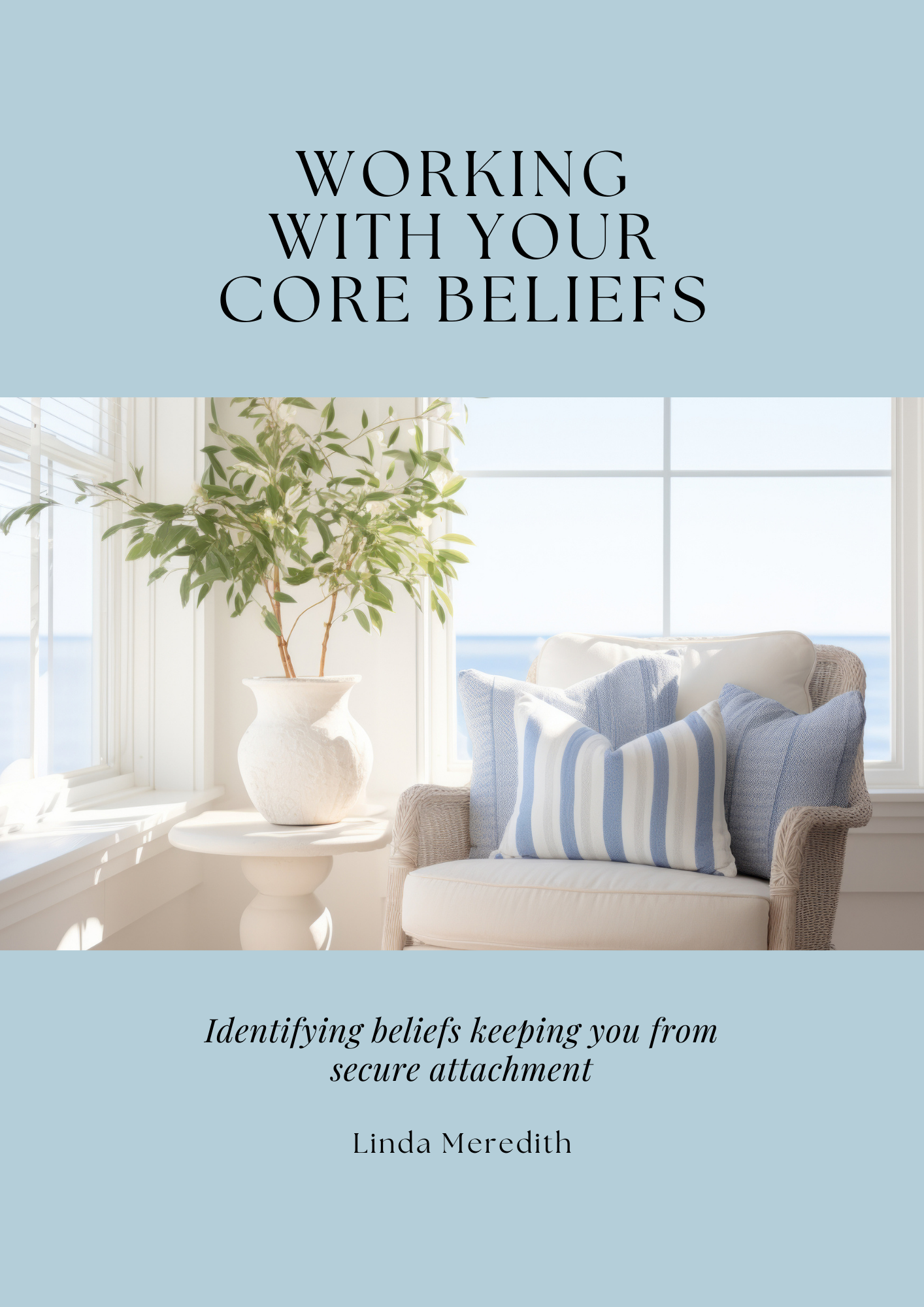 A professional, polished workbook cover in cool purples with the LM logo, showcasing a serene café-style winter setting. The design conveys depth, guidance, and advanced tools for counsellors, coaches, and trauma professionals supporting clients through b