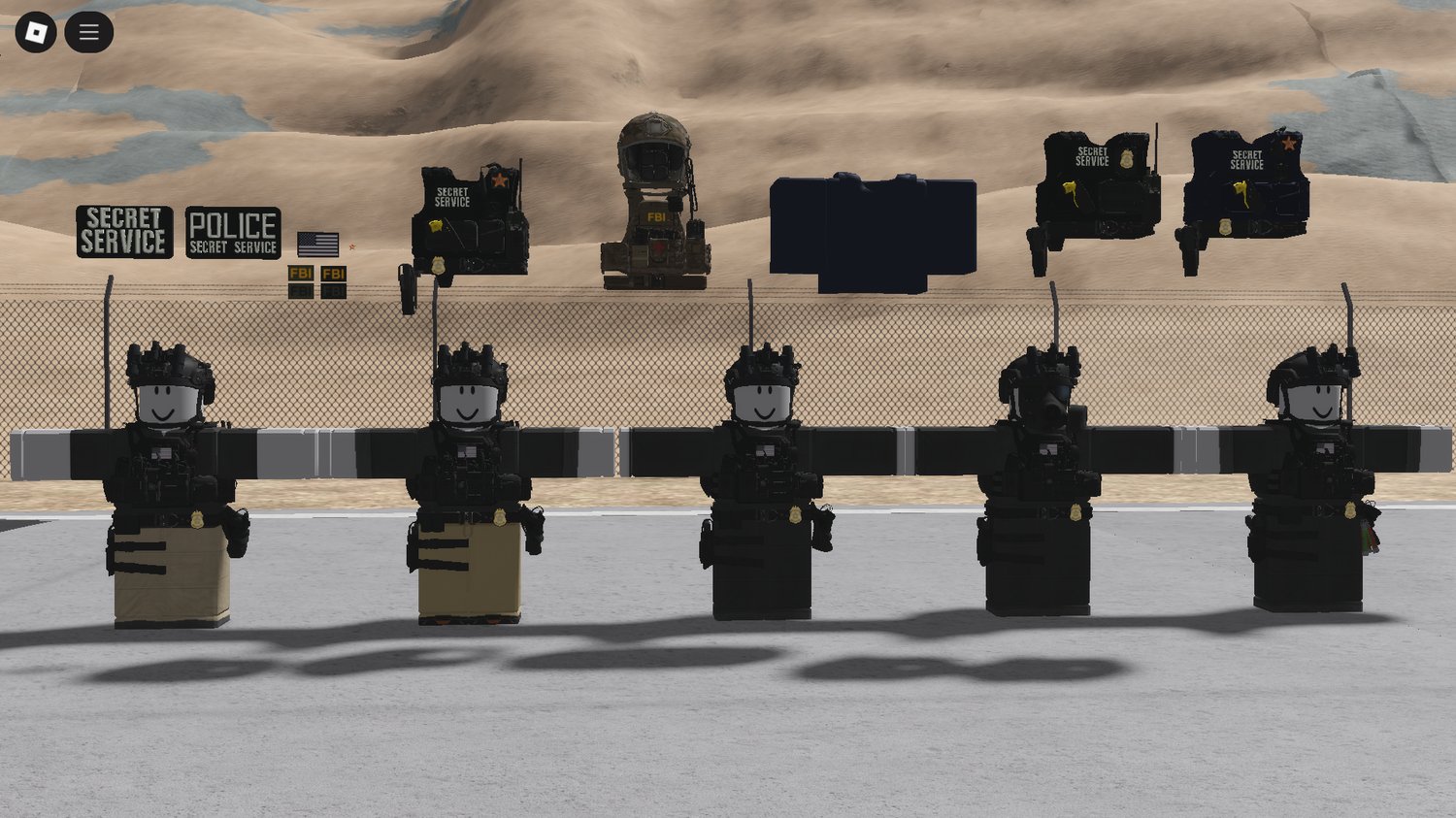 Roblox FBI and Secret Service kit with patches and vests
