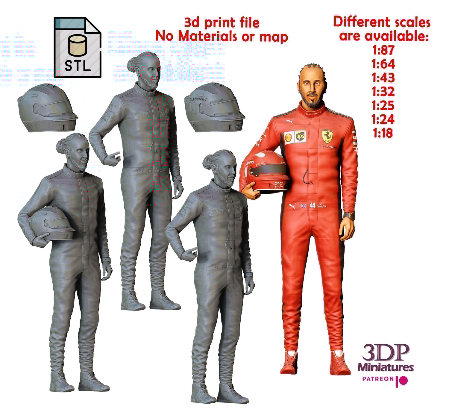 3DP Miniatures, Lewis Hamilton  racing driver
