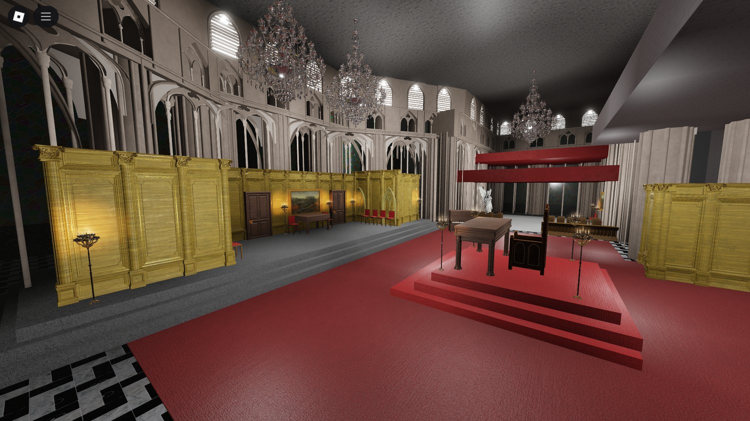 Roblox Westminster Cathedral map with detailed interior and exterior