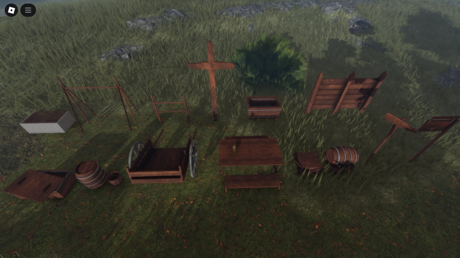 Roblox medieval props and decorative elements for studio projects