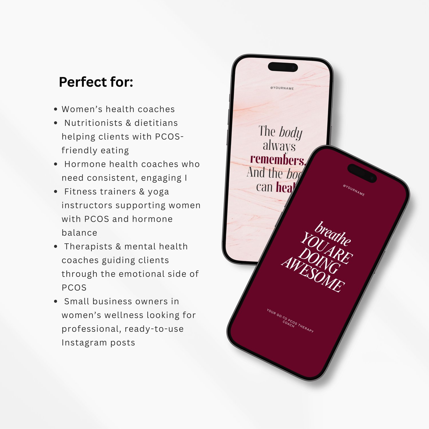 PCOS Instagram Templates: Women's Health Social Media Content (Canva ...