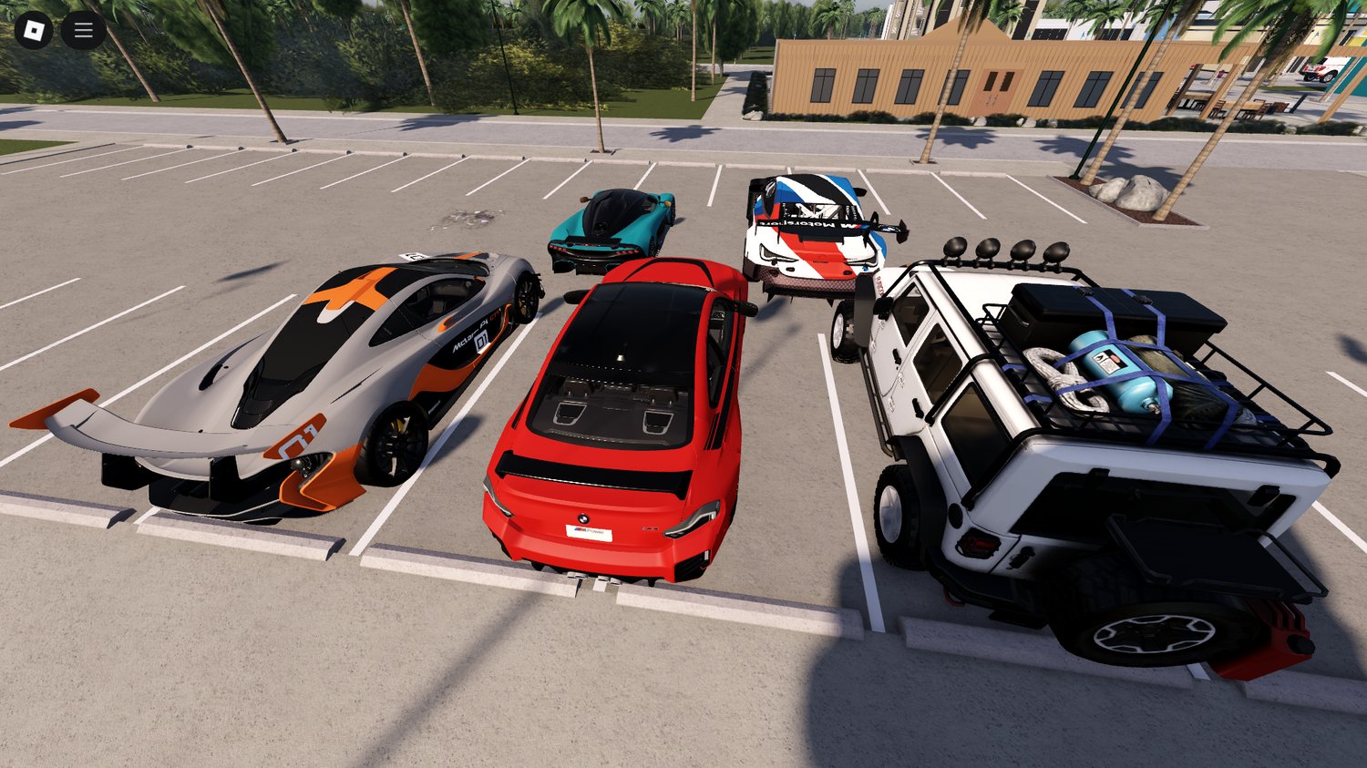 Roblox functional Jeep Wrangler SUV and racing cars
