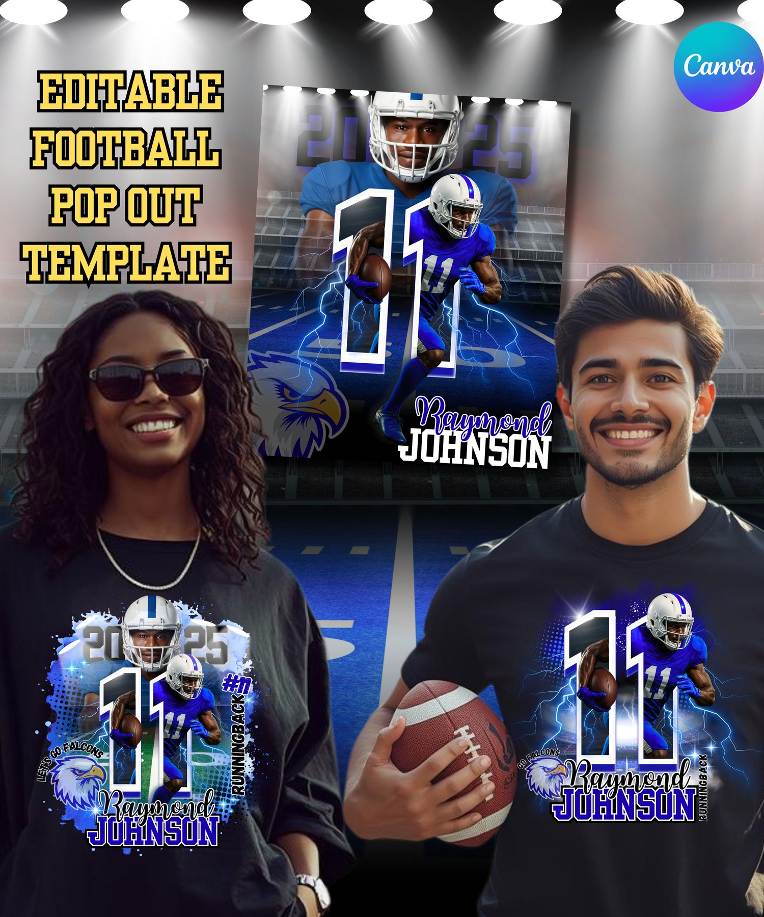 football template  sports design  Canva template  editable sports graphic  football poster  football banner  football social media template  sports photo template  senior night poster  custom sports edit  football highlight graphic  team poster design  ga