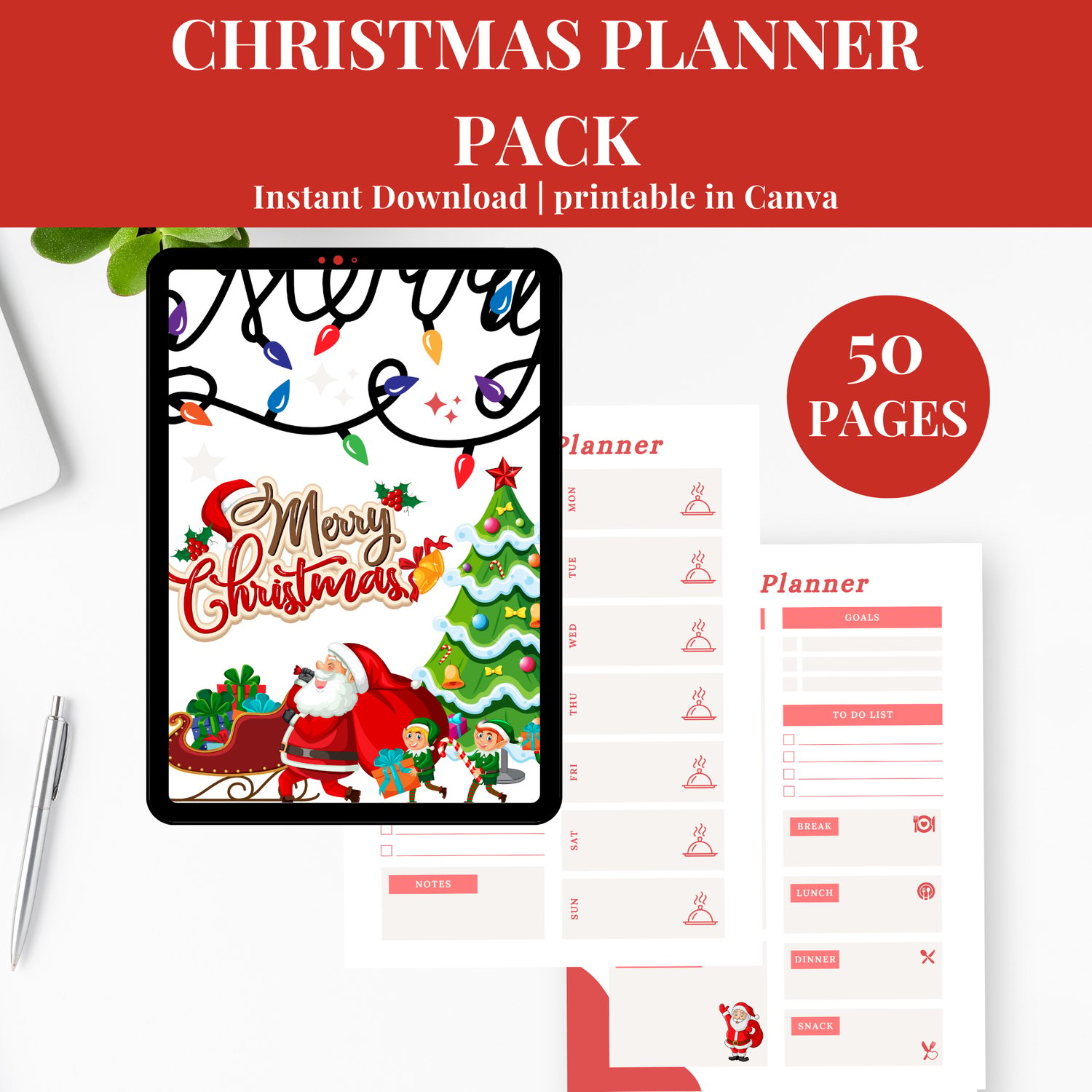 Christmas Planner Bundle Pack, Holiday Organizer Printable PDF, Budget ...