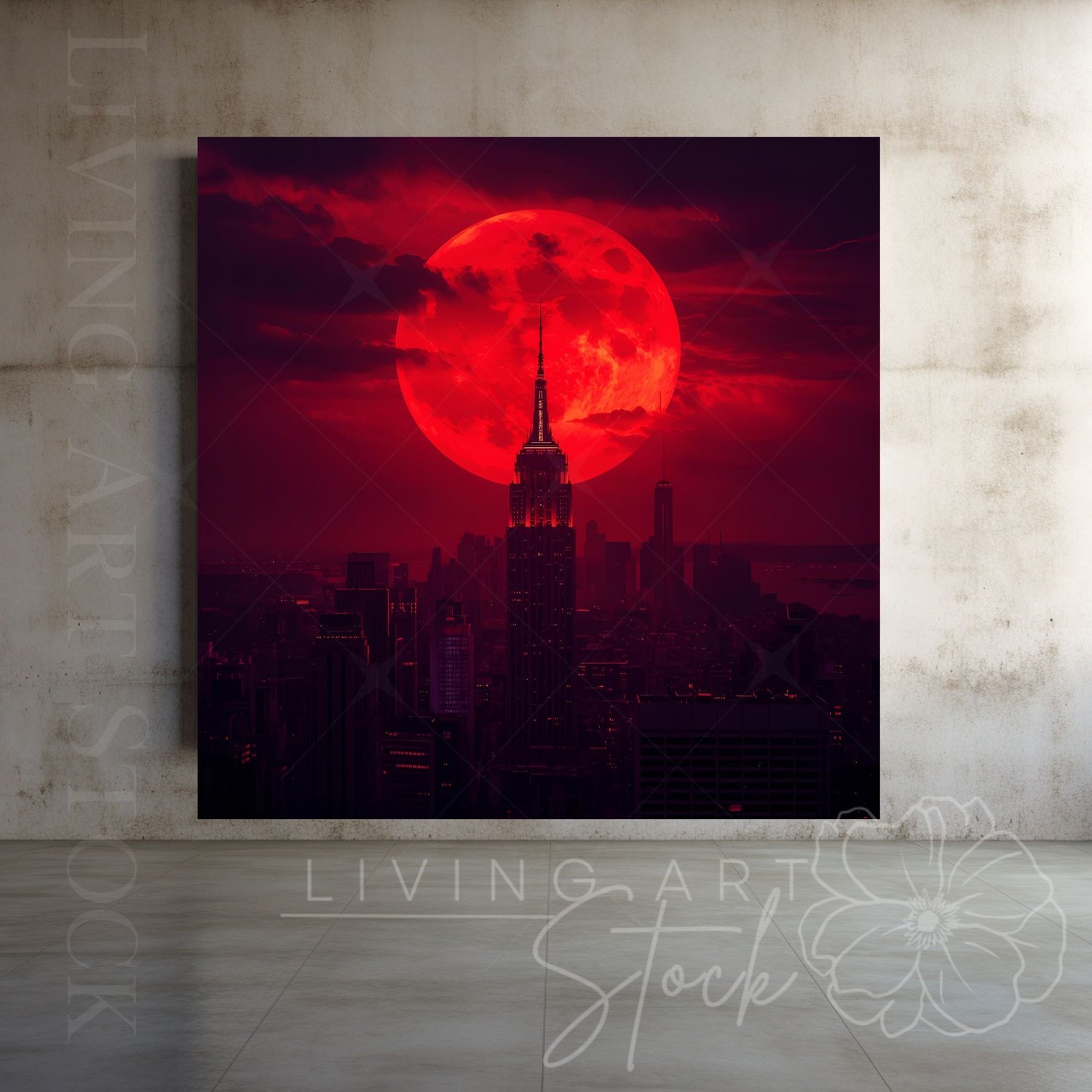 Blood red moon in NYC, Empire State Building