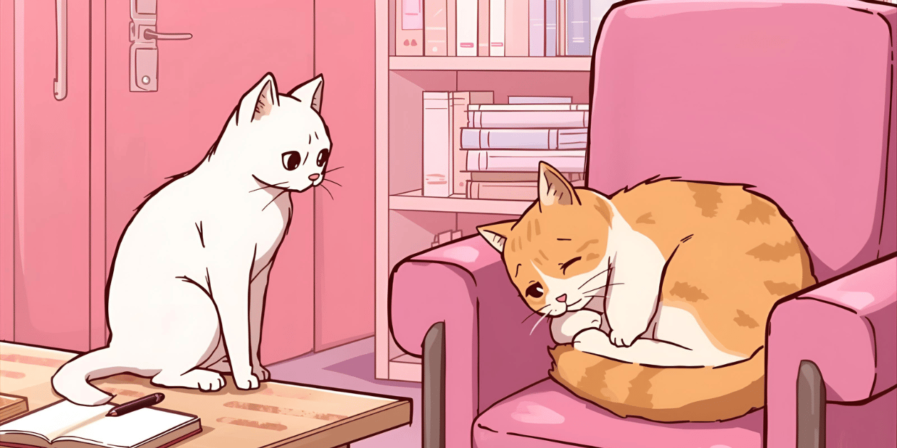 gatos en consulta de psicoterapia conversando de autoestima y ansiedad