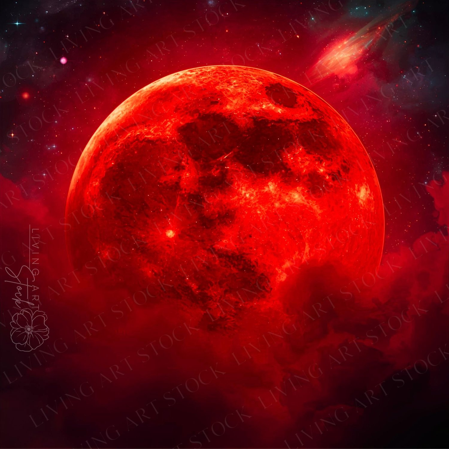 Blood red moon galaxy art