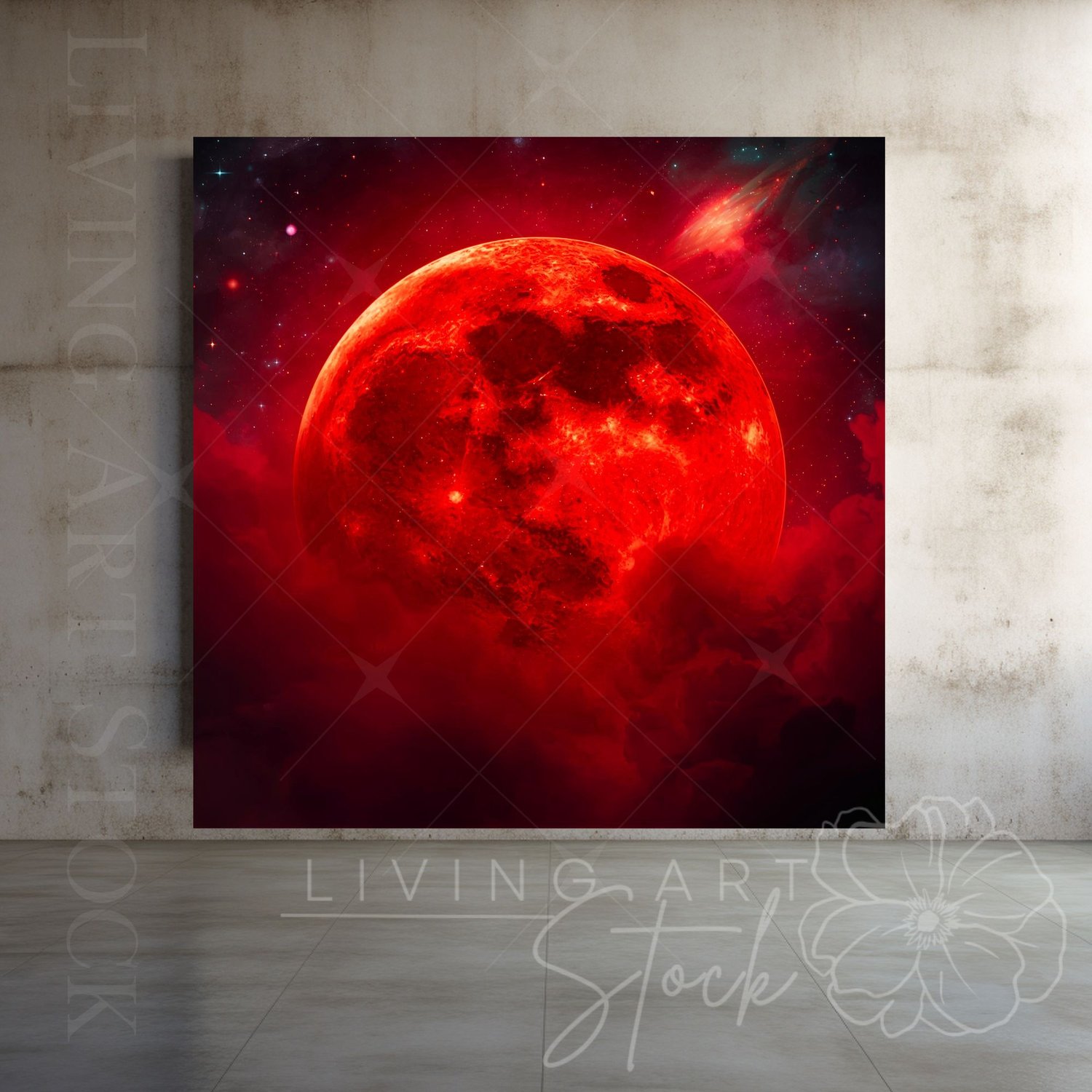 Blood red moon galaxy art