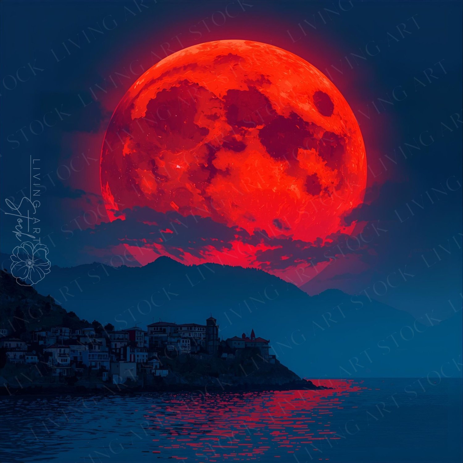 Blood red moon fantasy art