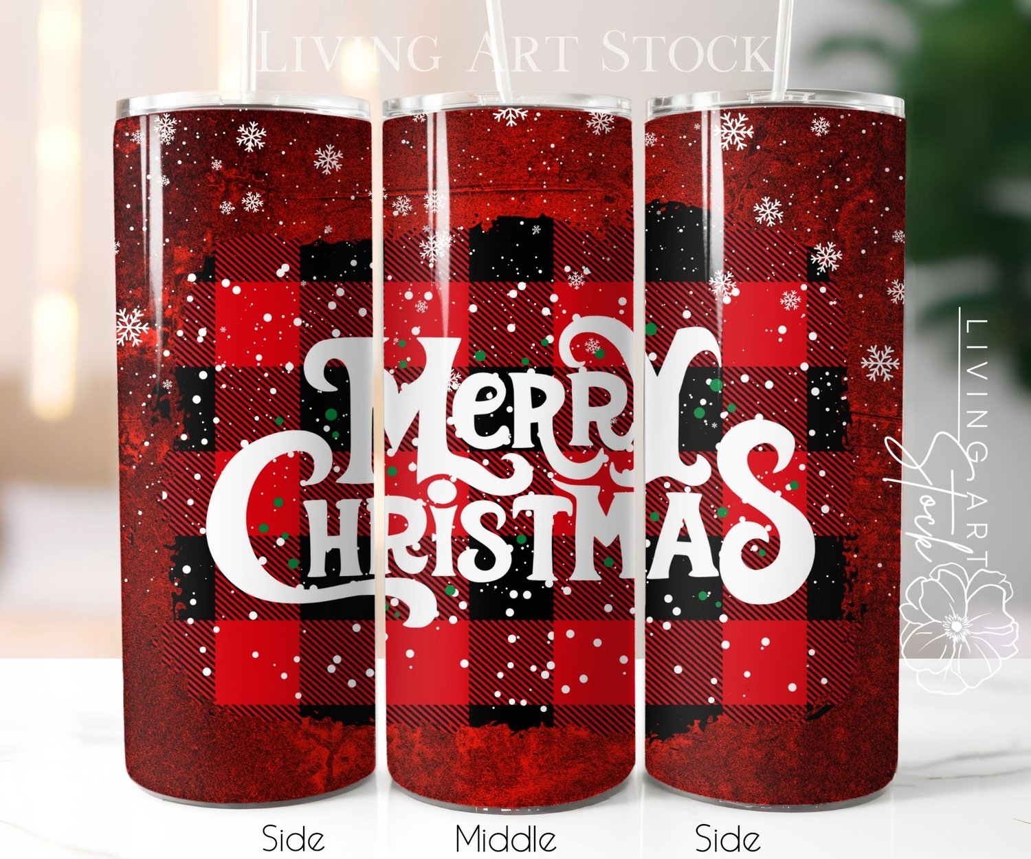 Merry Christmas buffalo plaid tumbler wrap design