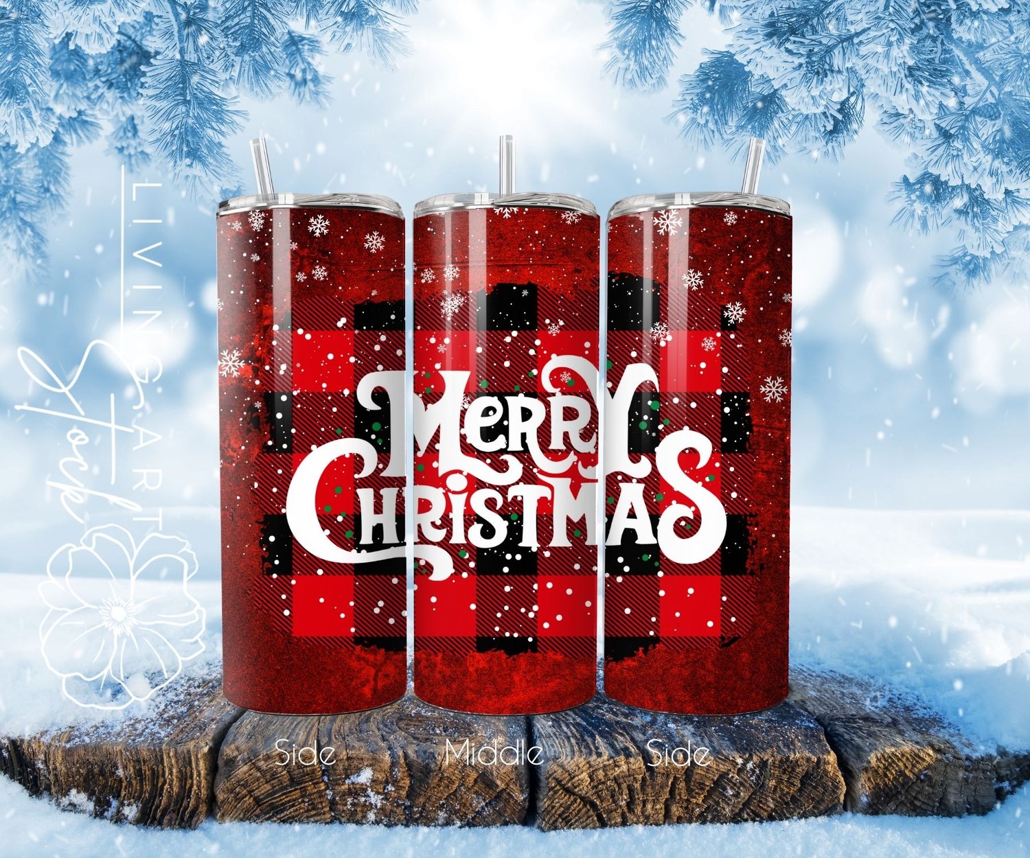 Merry Christmas buffalo plaid tumbler wrap design