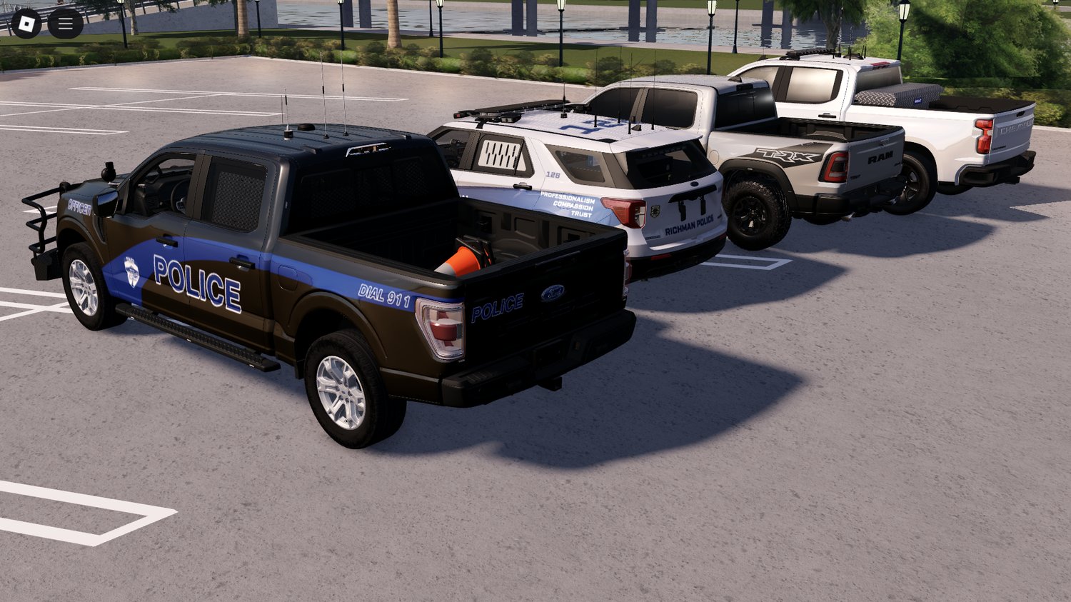 Roblox police vehicles side by side in bundle pack
