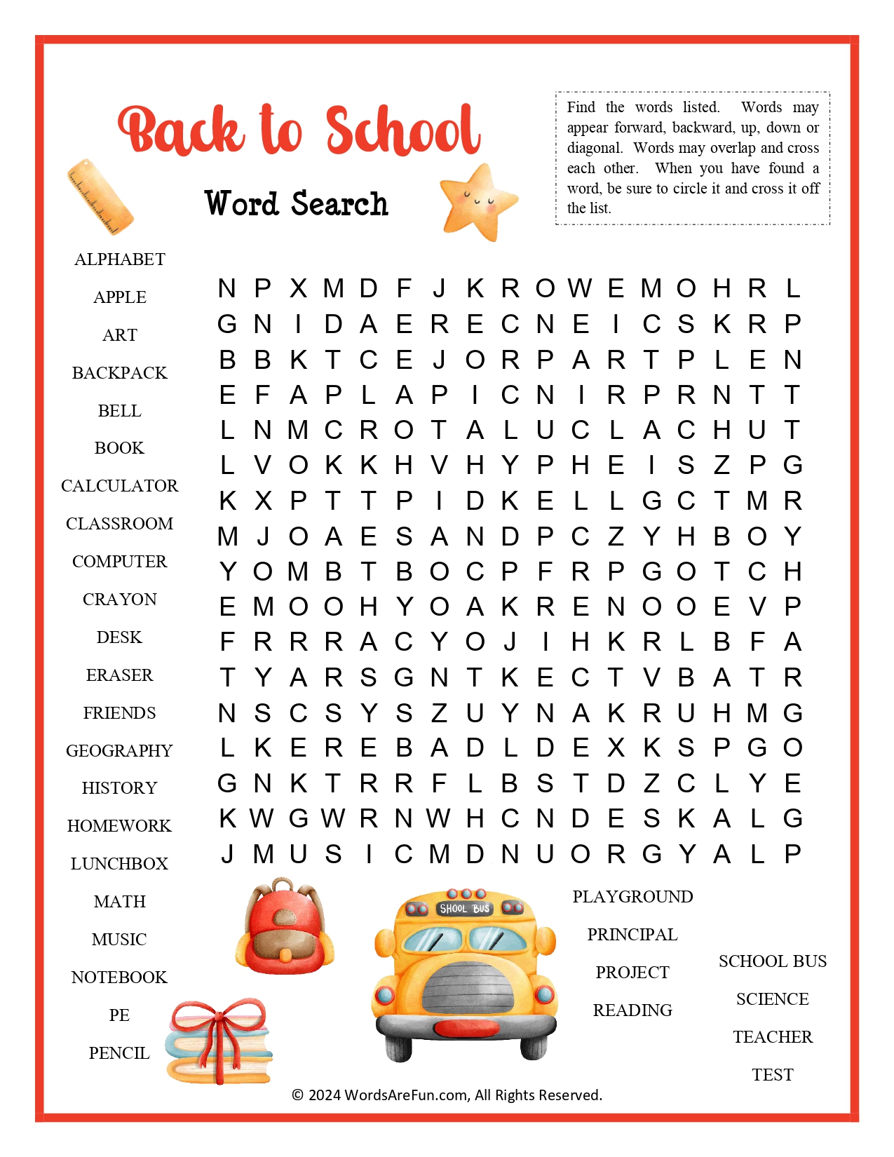 Back to School Word Search Puzzle | Printable Classroom Activity for ...