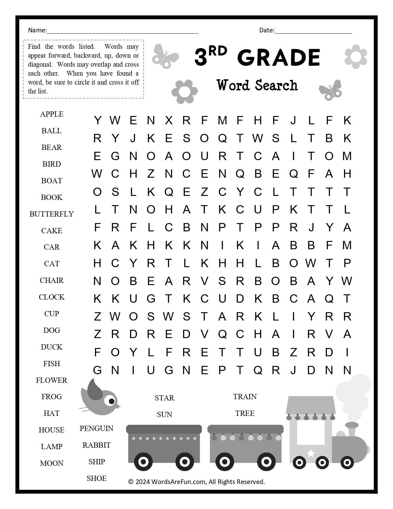 3rd Grade Word Search Printable | Fun Vocabulary Puzzle for Kids