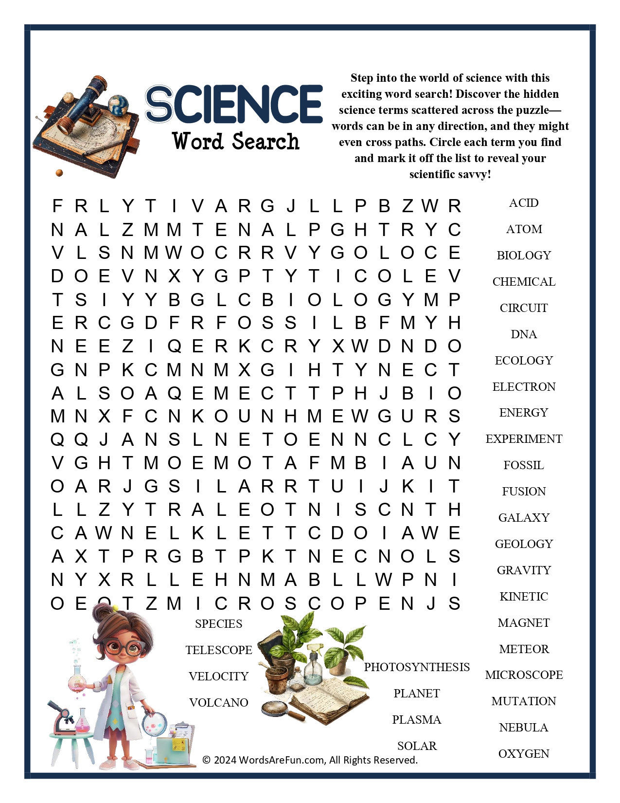 Science Word Search Printable | STEM Vocabulary Puzzle Activity for ...