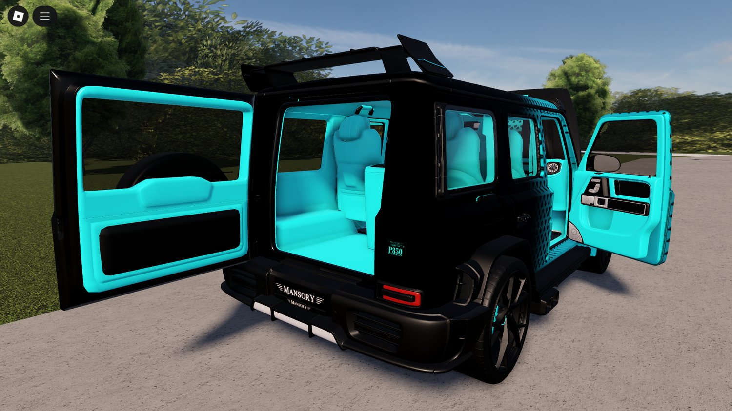 Interior of Roblox Mansory G63 luxury cabin