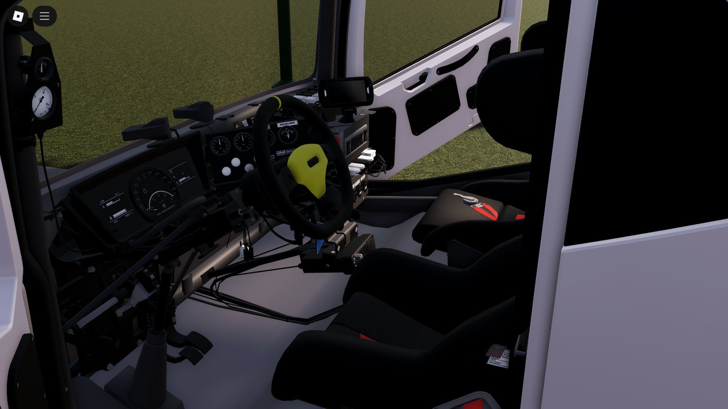 Interior view of Volvo Iron Knight cabin and dashboard