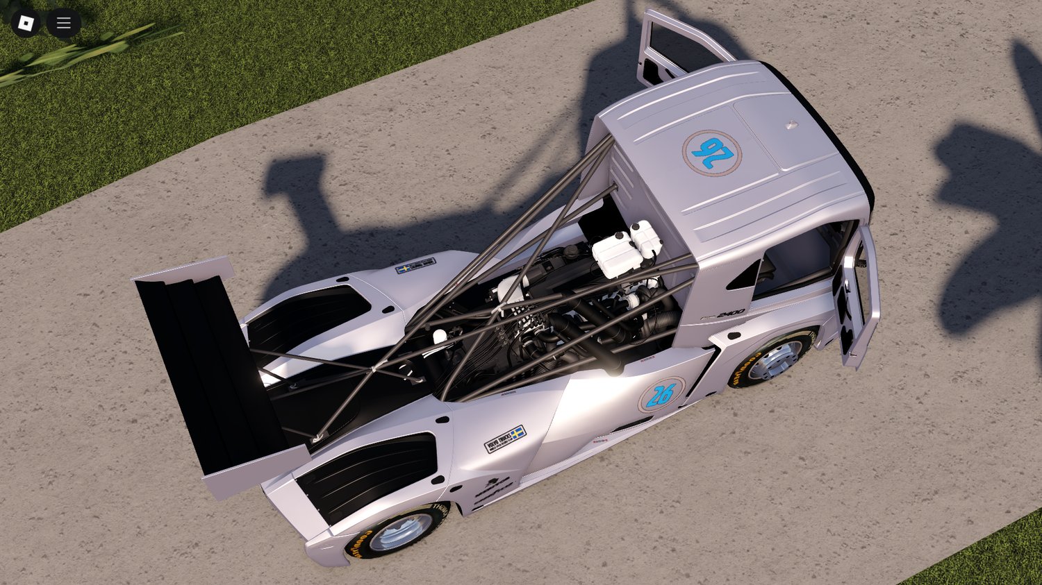 Roblox Iron Knight driving on open highway map