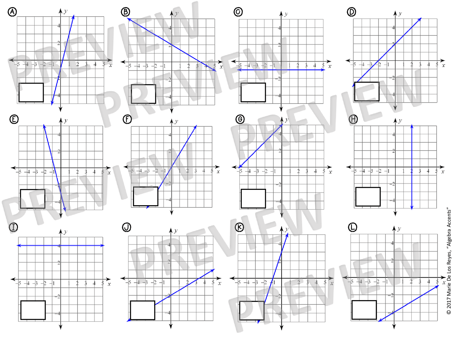 Graphing Linear Equations in Slope Intercept Form Matching Activity
