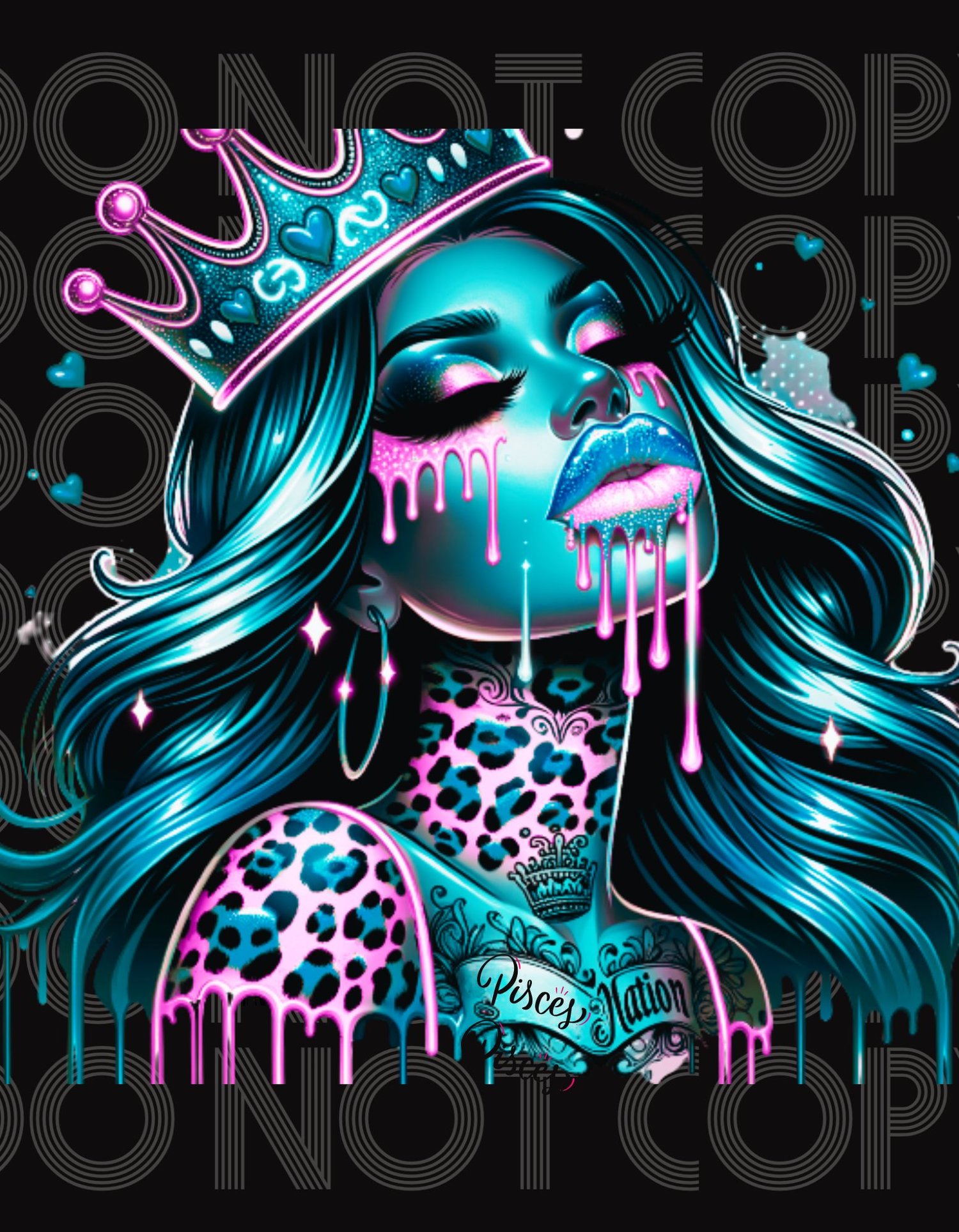 Pisces, Zodiac, Astrology, Neon, Abstract, Drip Painting, Bundle, PNG